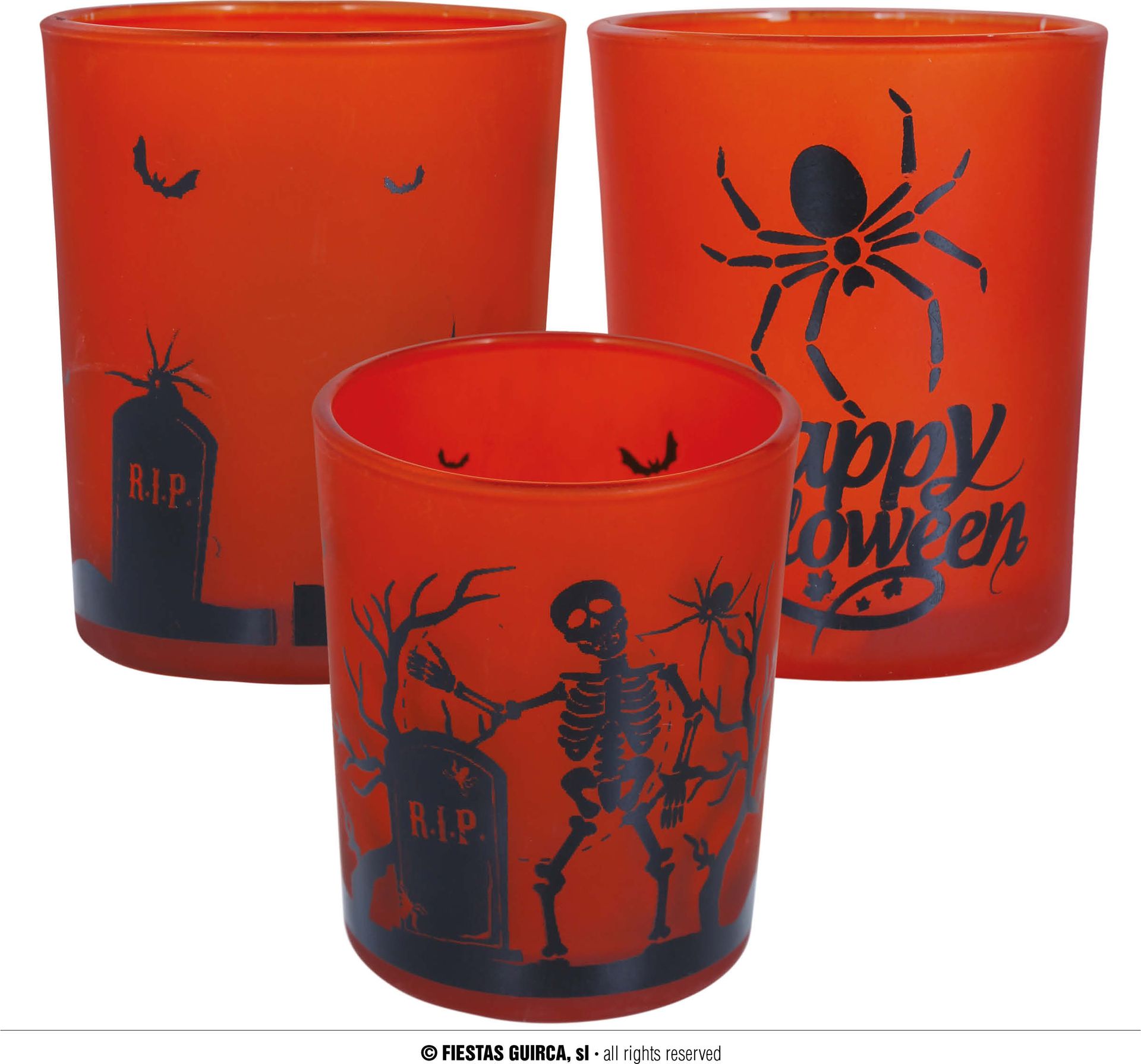 3 oranje shotglaasjes 6 x 5 cm halloween