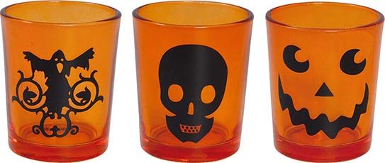 3 waxine licht glazen halloween 6,5 x 5 cm