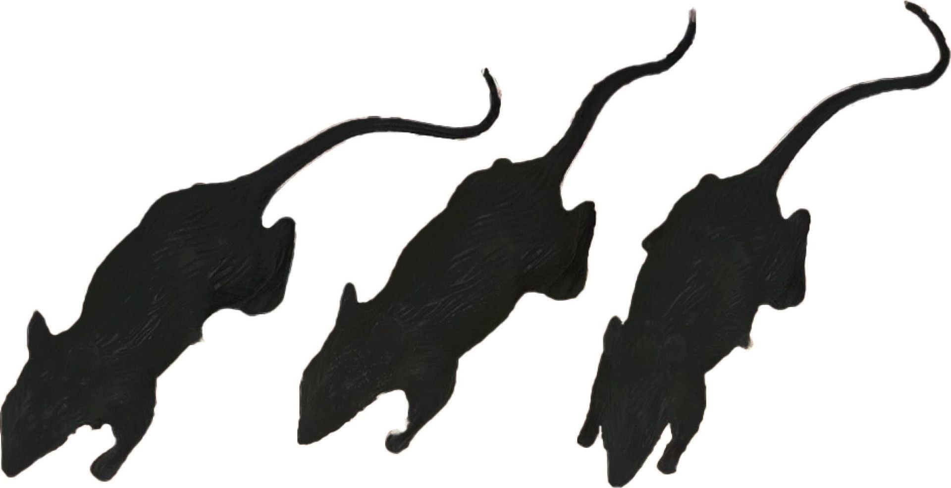 3 zwarte ratten 6 cm halloween