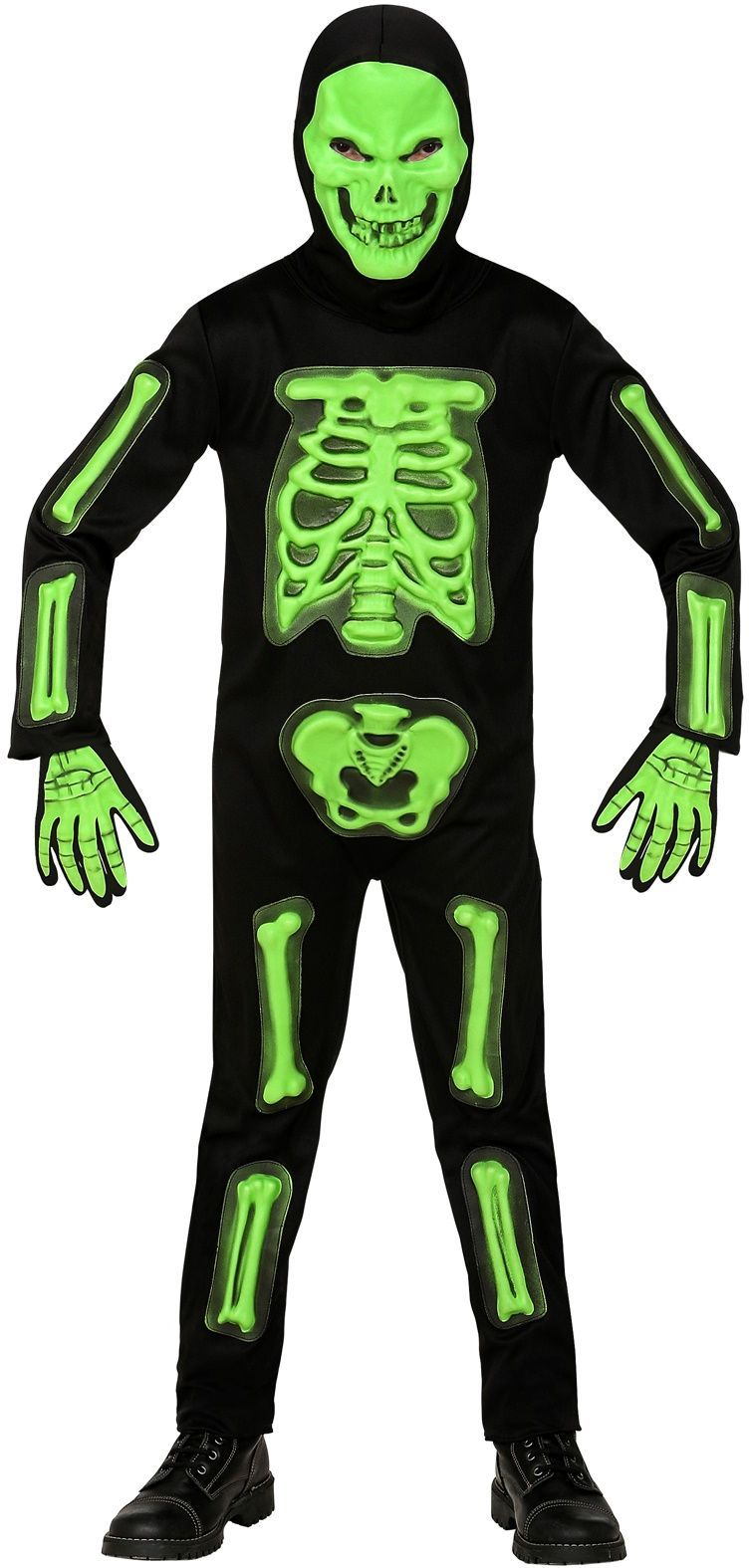 3D Glow in the Dark groen skelet outfit jongens