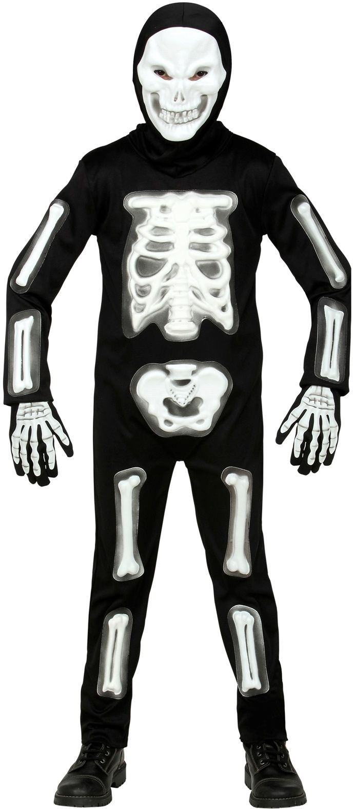 3D Glow in the Dark wit skelet outfit jongens