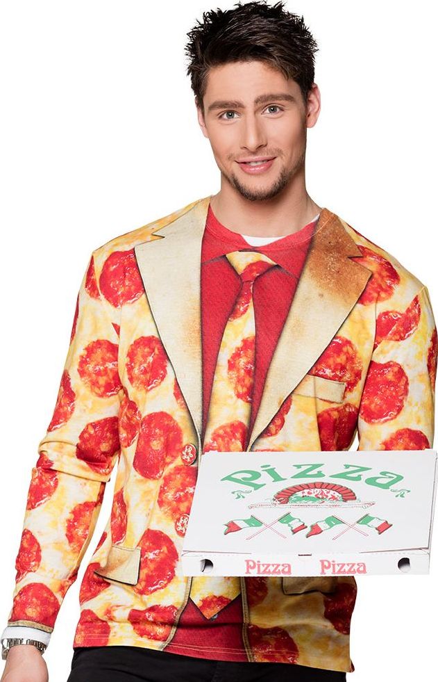 3D shirt pizza heren