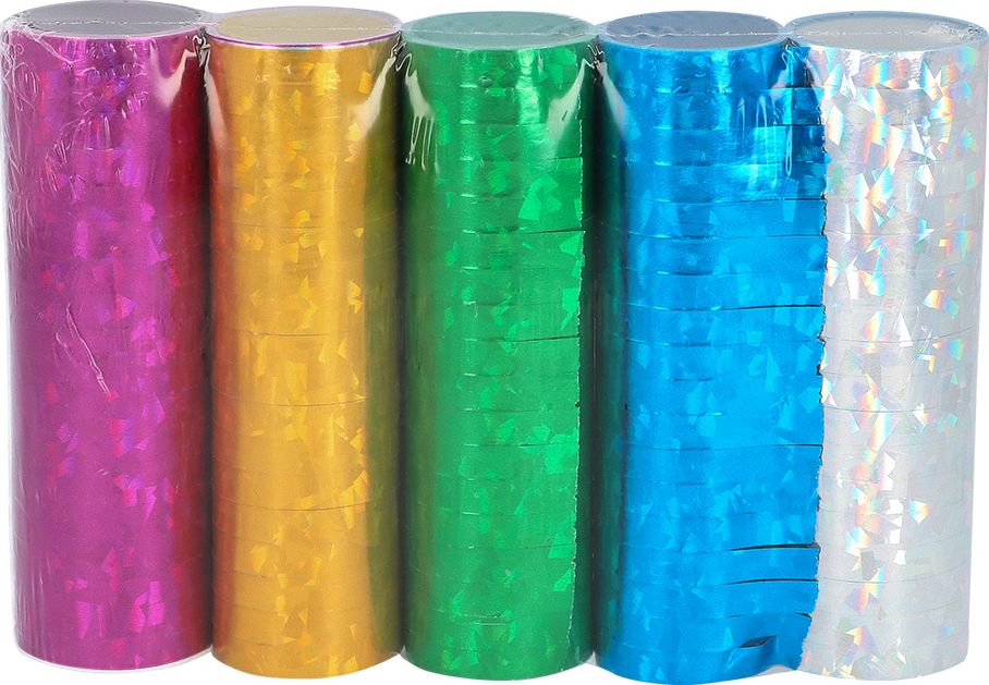 5 Gekleurde Holografische Serpentine Rollen 4M