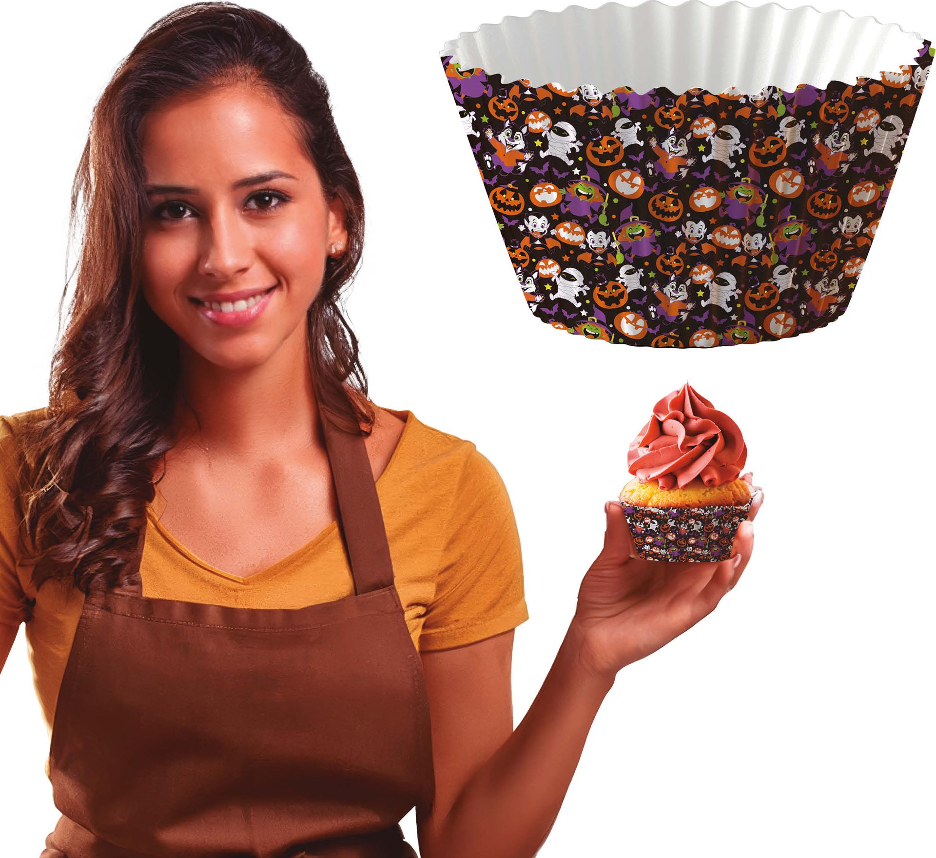 50 cupcake versiering wikkels vrolijke halloween monsters 5 cm
