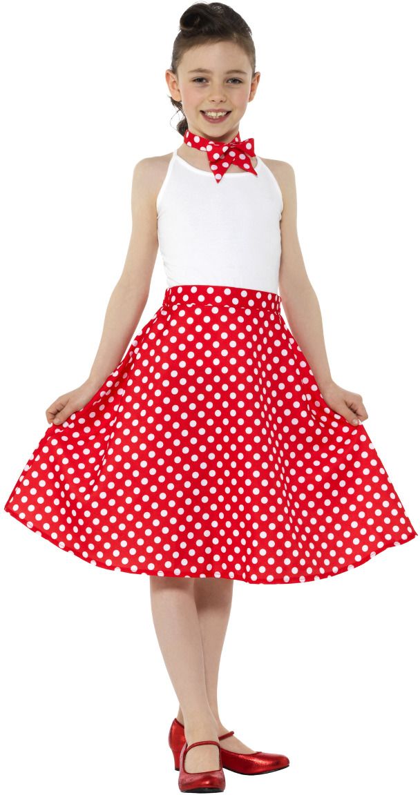 50s polka dot rok rood