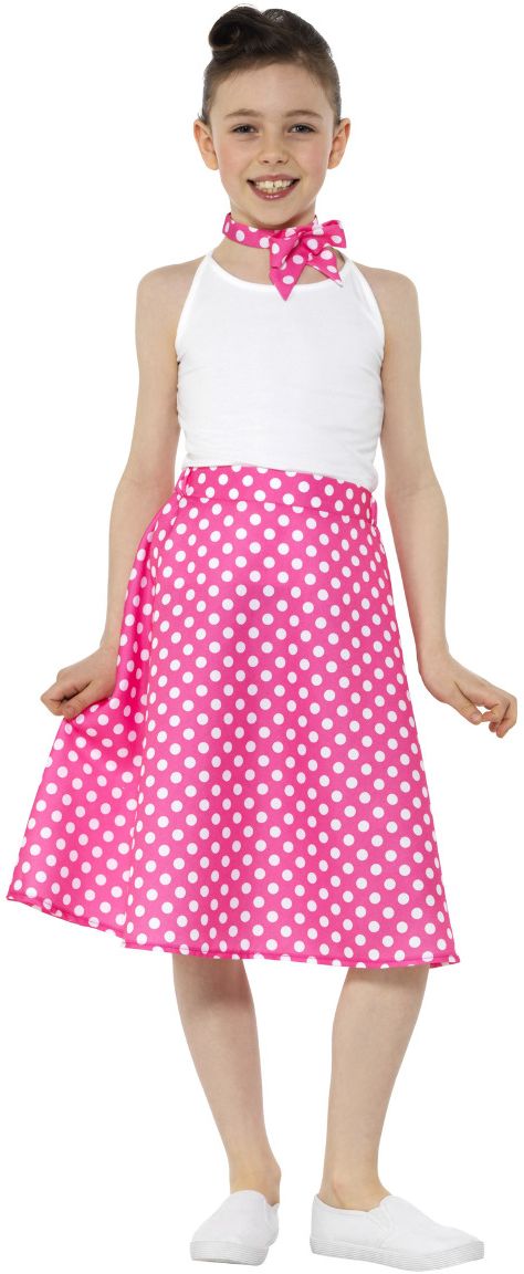 50s polka dot rok roze