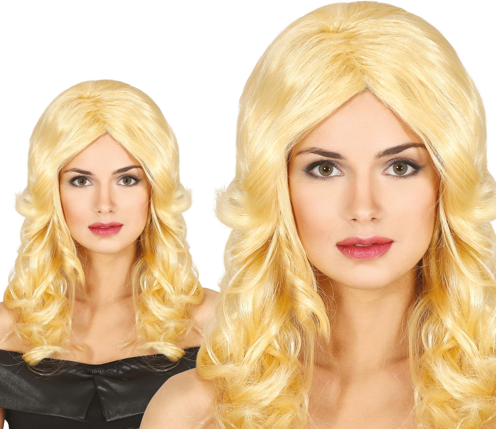 50's Pruik Lang met Slag Blond