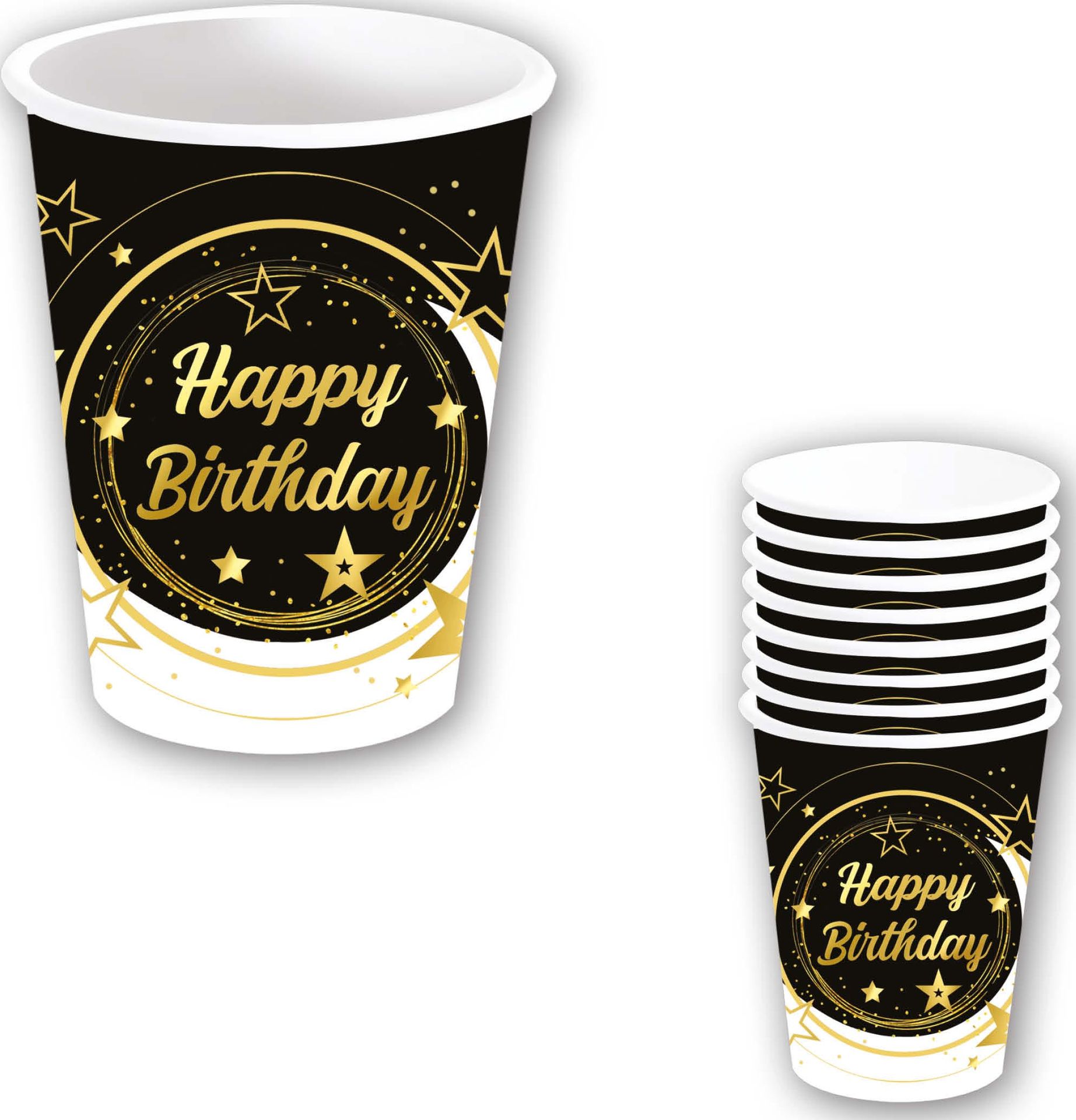 6 drinkbekers "Happy Birthday" 240 ml