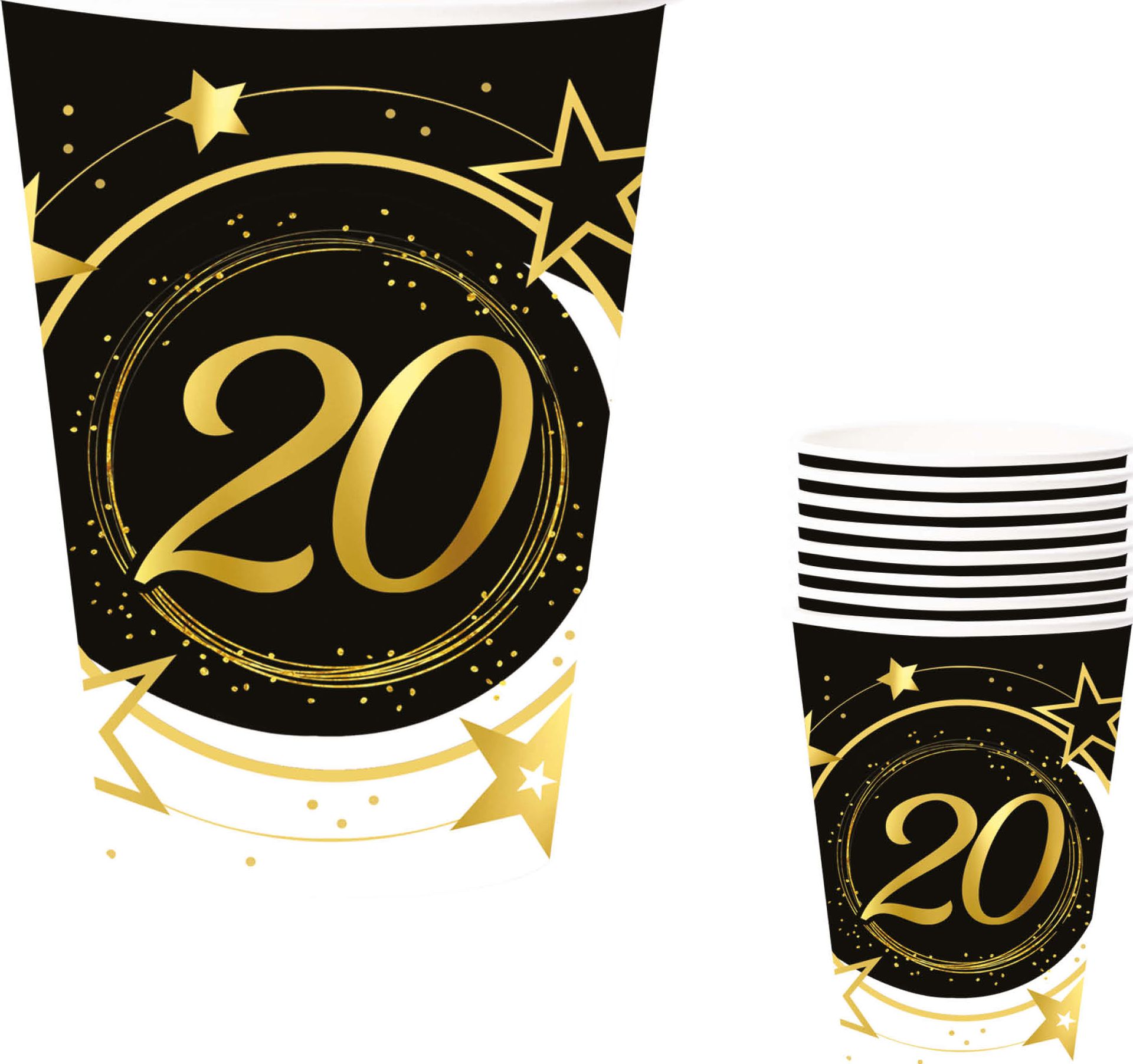 6 papieren drinkbekers 20 jaar 240 ml