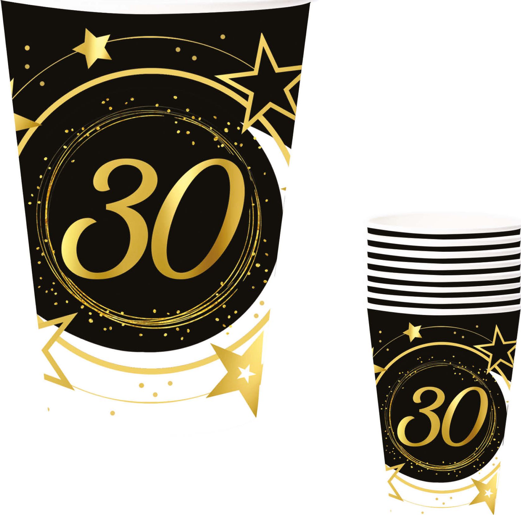 6 papieren drinkbekers 30 jaar 240 ml