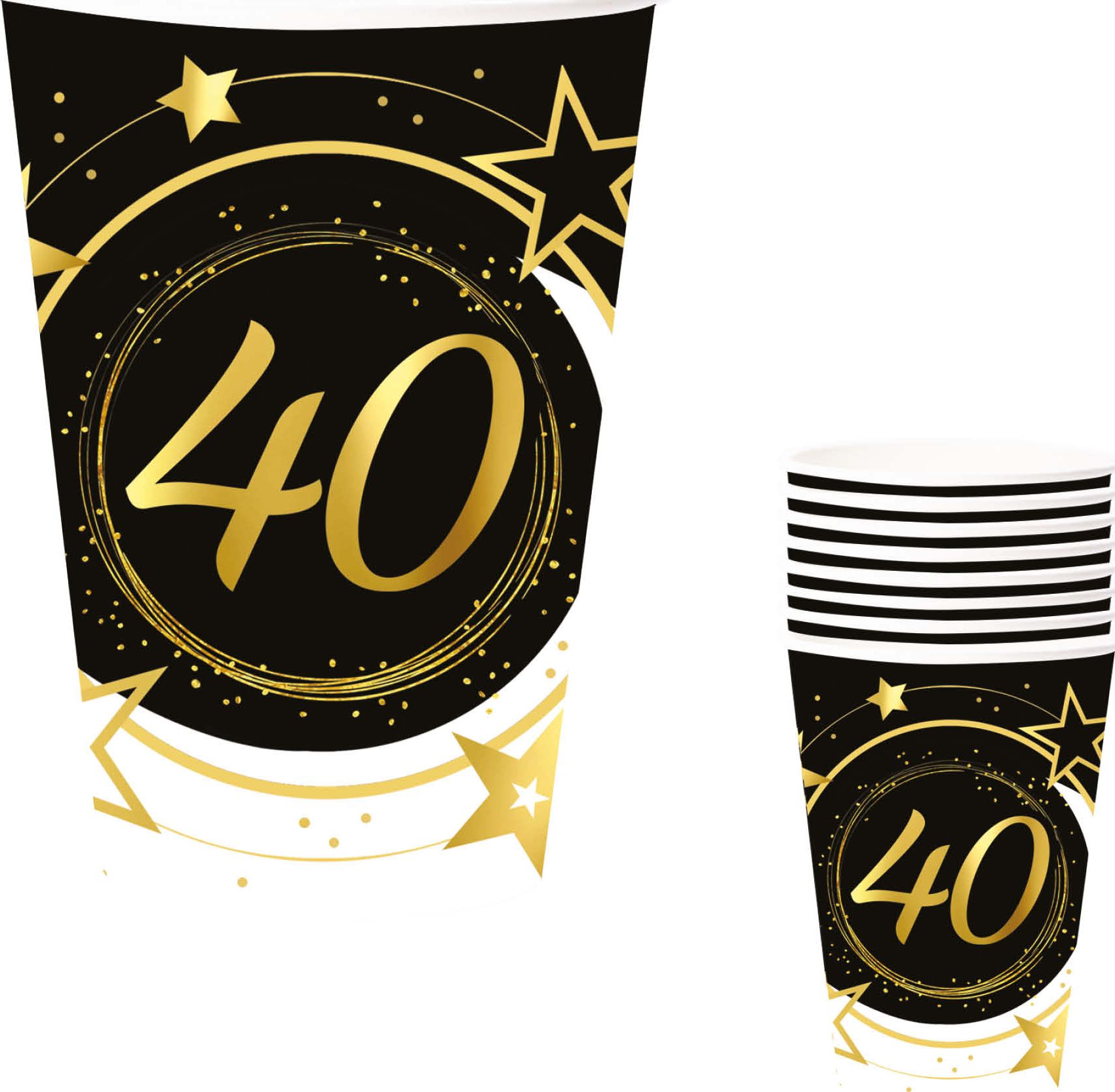 6 papieren drinkbekers 40 jaar 240 ml