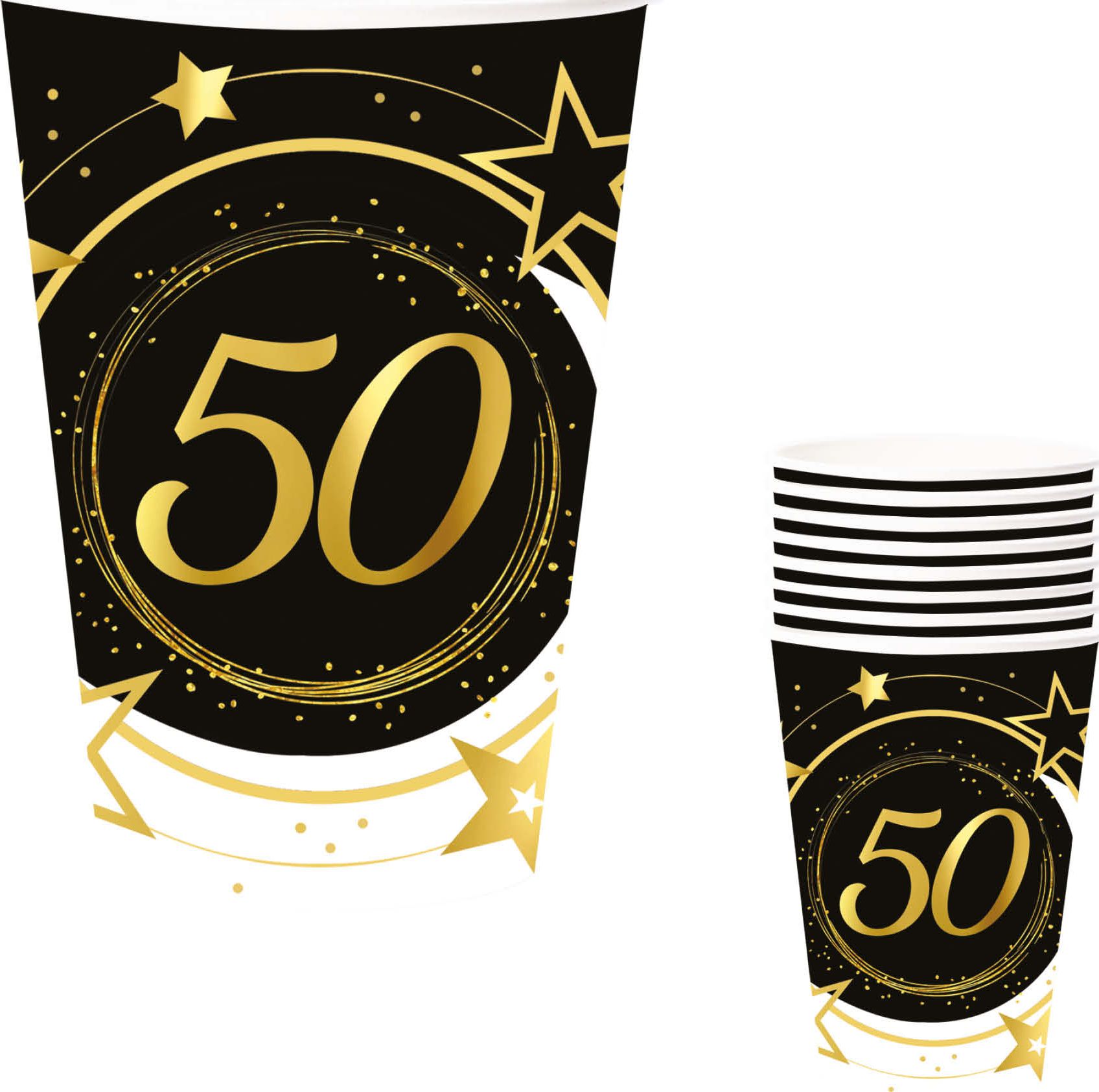 6 papieren drinkbekers 50 jaar 240 ml