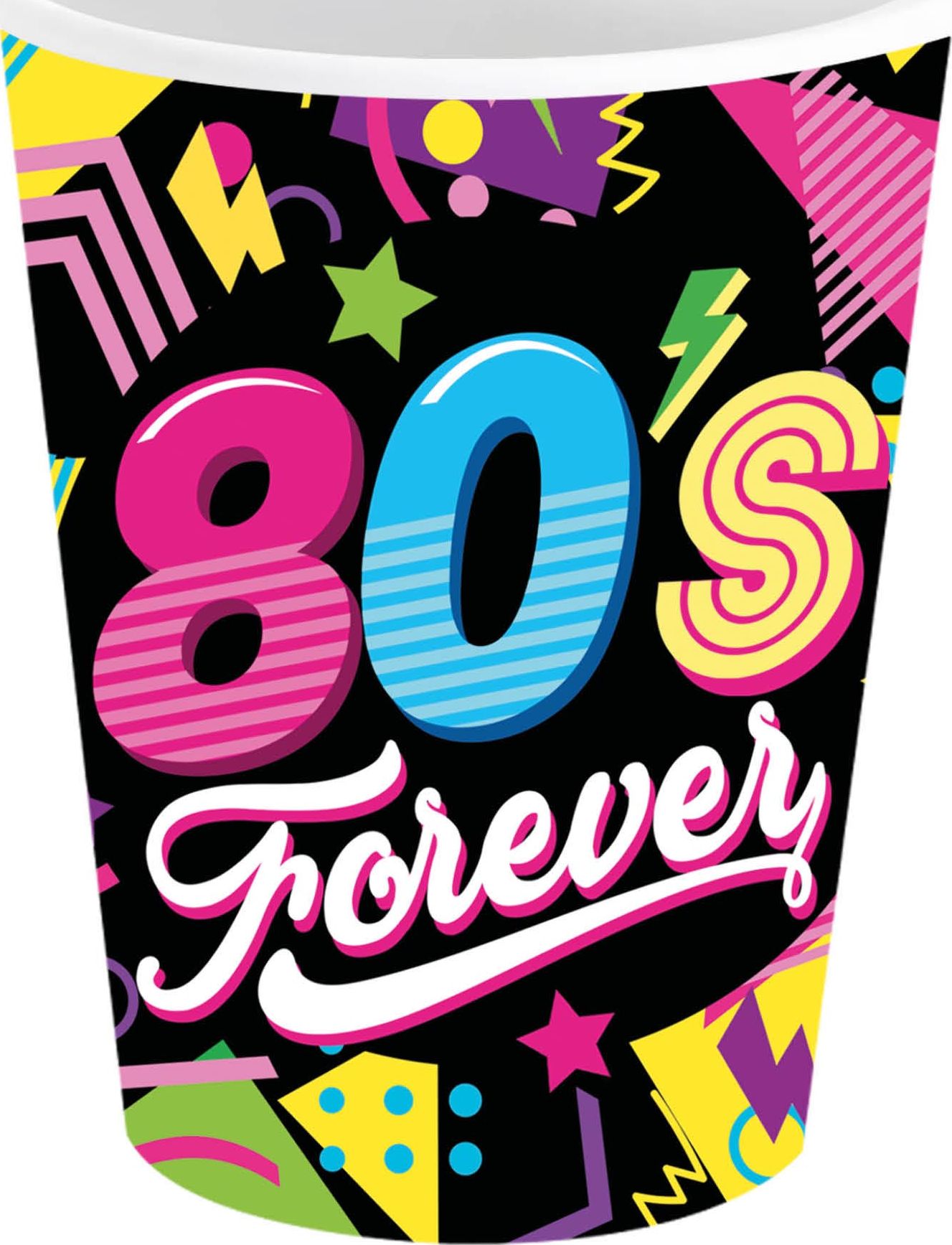 6 papieren drinkbekers 80's 240 ml