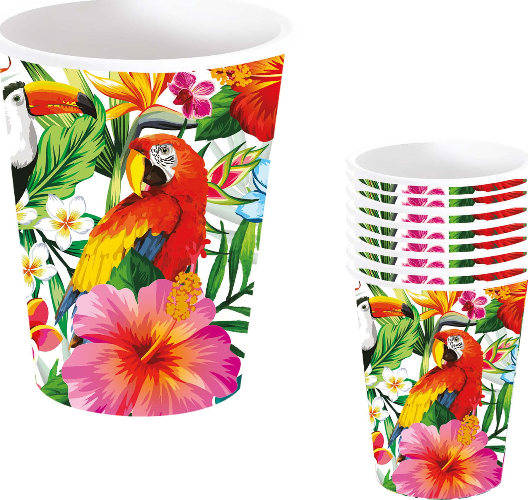 6 papieren drinkbekers Hawaii 240 ml
