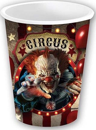 6 papieren drinkbekers horror clown 240 ml halloween