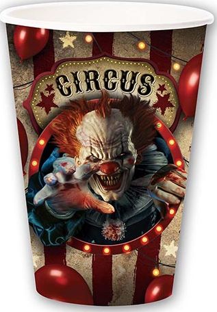 6 papieren drinkbekers horror clown 355 ml halloween