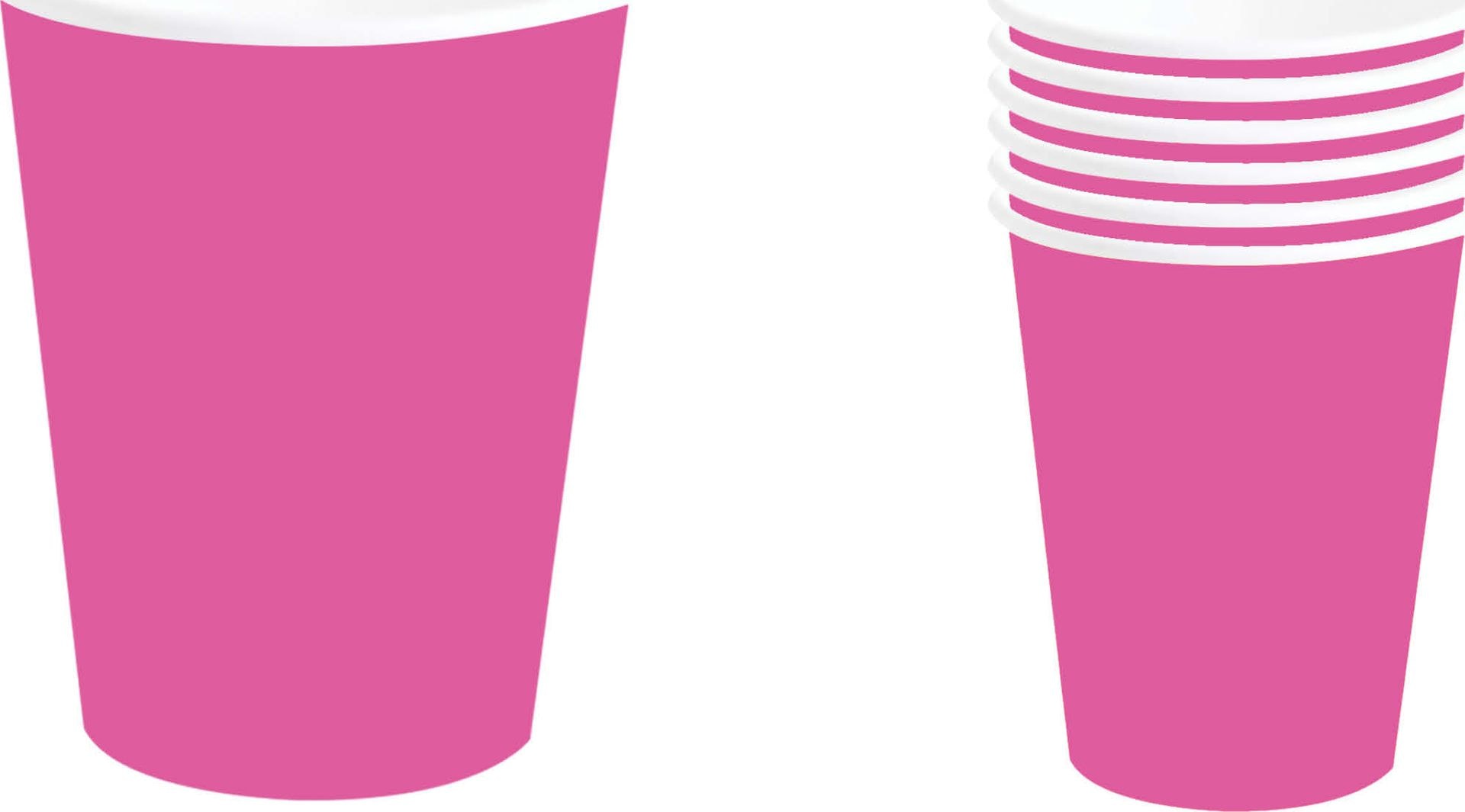6 papieren drinkbekers neon fuchsia 240 ml