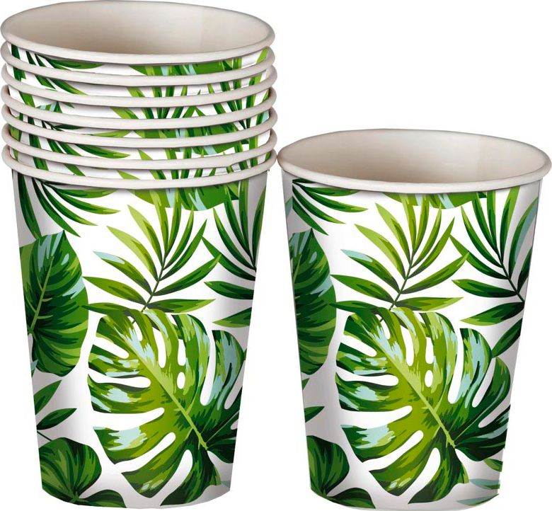 6 papieren drinkbekers palmbladeren 240 ml
