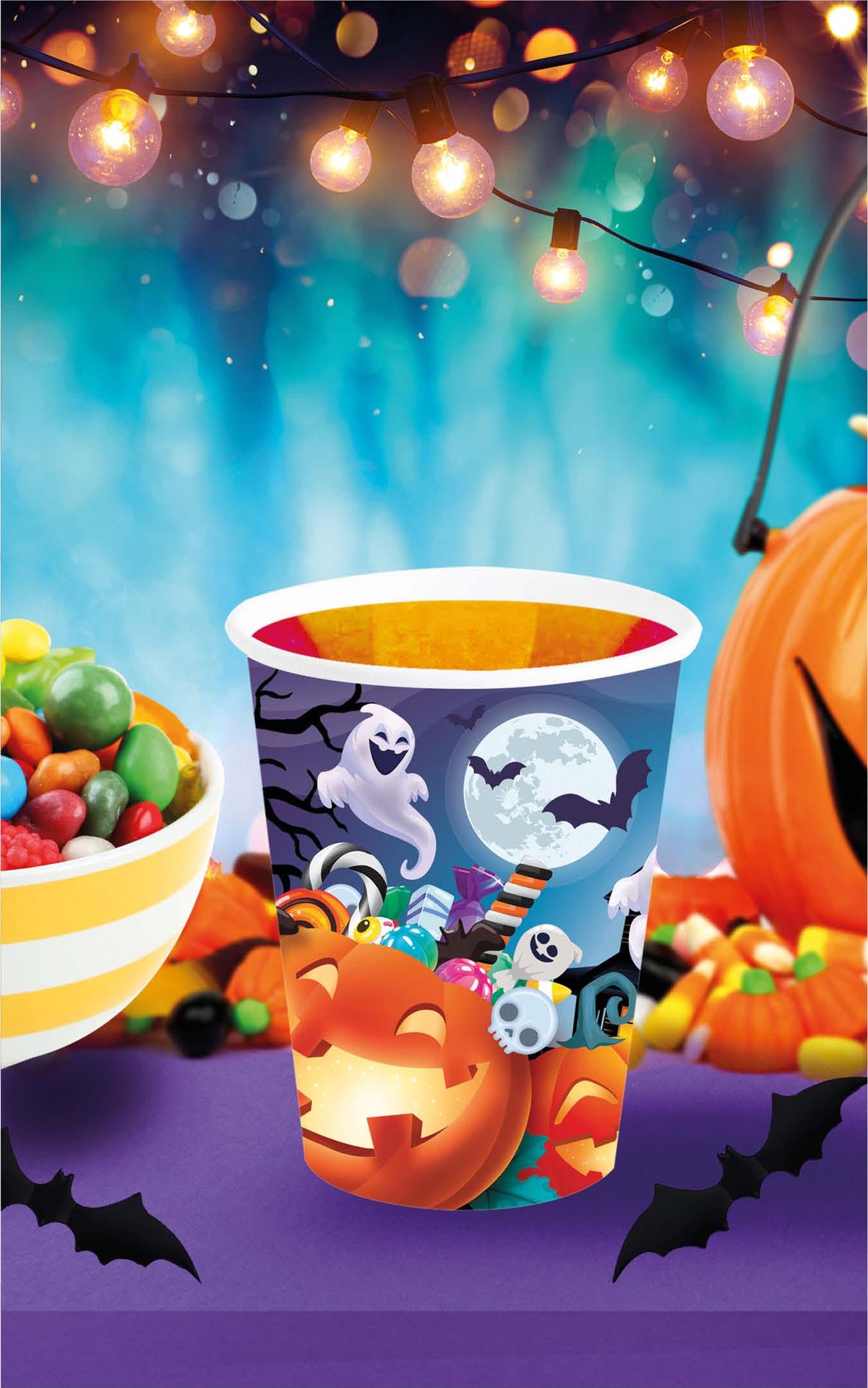 6 papieren drinkbekers vrolijke pompoen 240 ml halloween