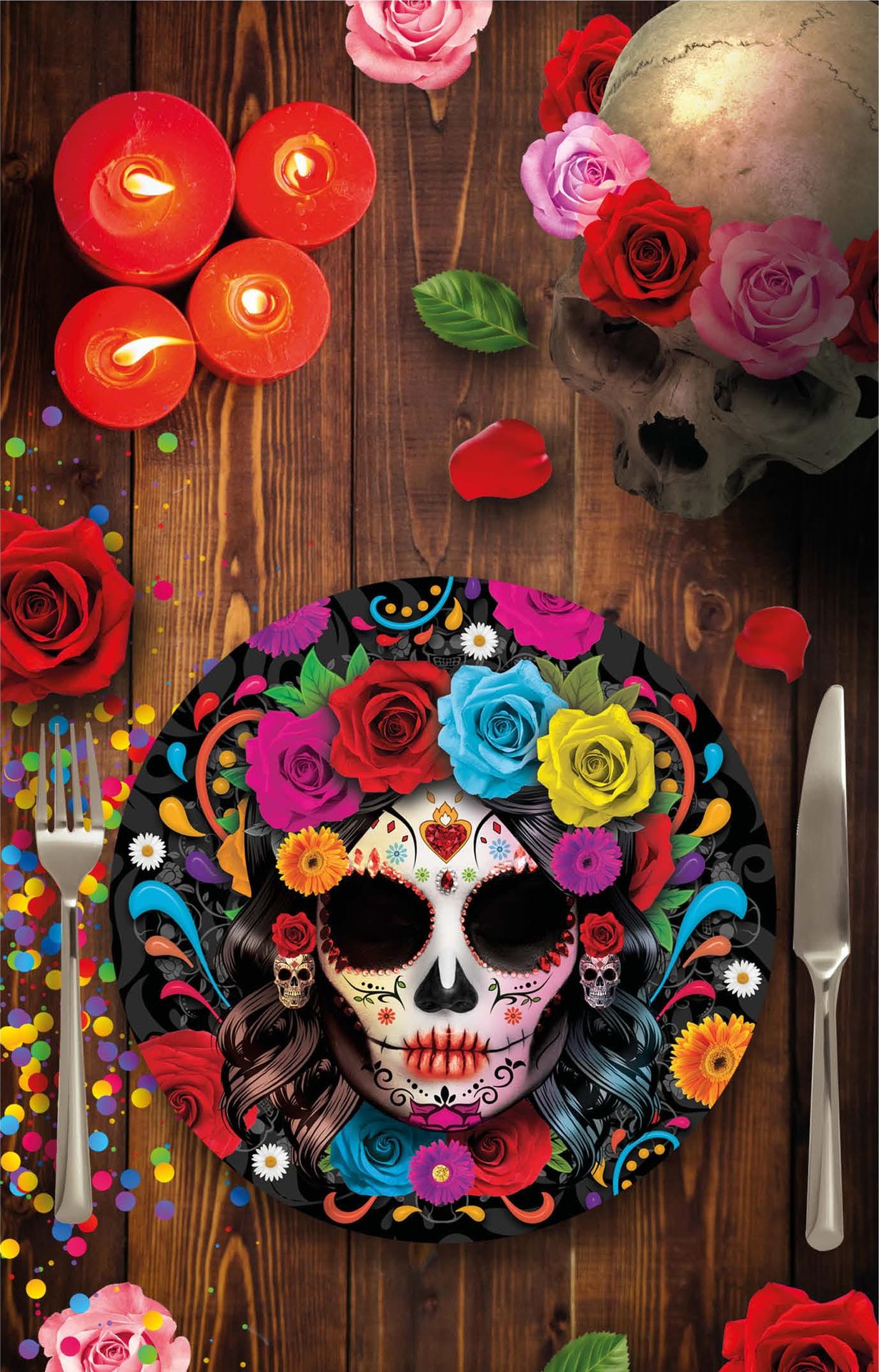 6 papieren eetborden Día de Muertos