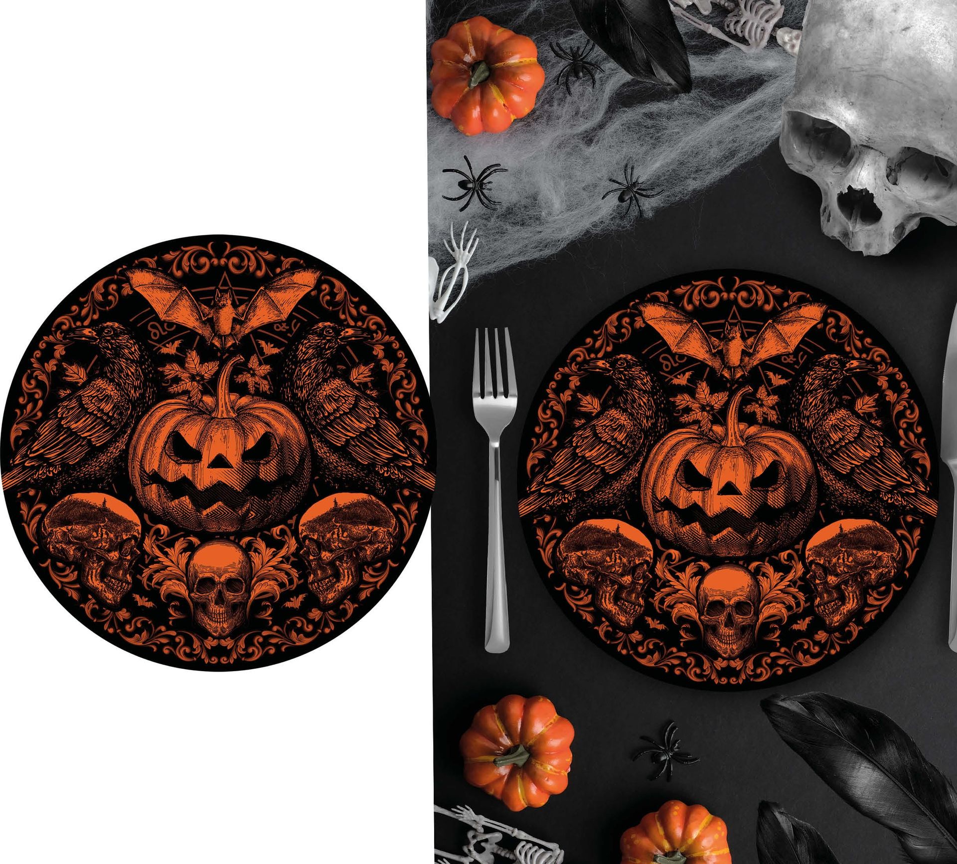 6 papieren eetborden gothic pompoen halloween