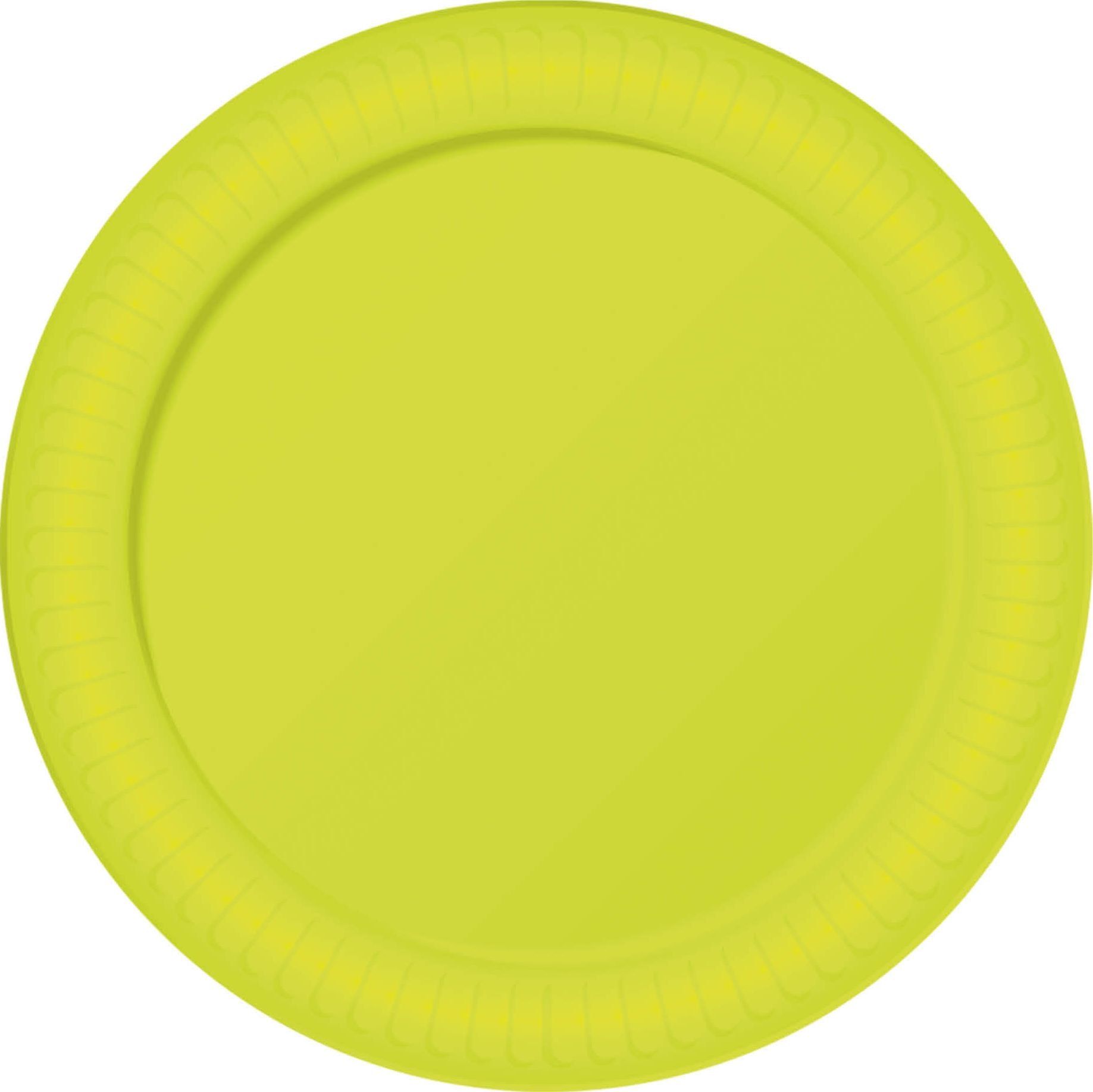 6 papieren eetborden neon geel
