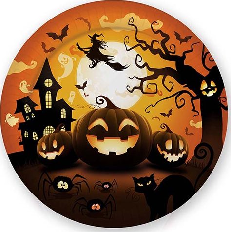 6 papieren eetborden pompoen halloween