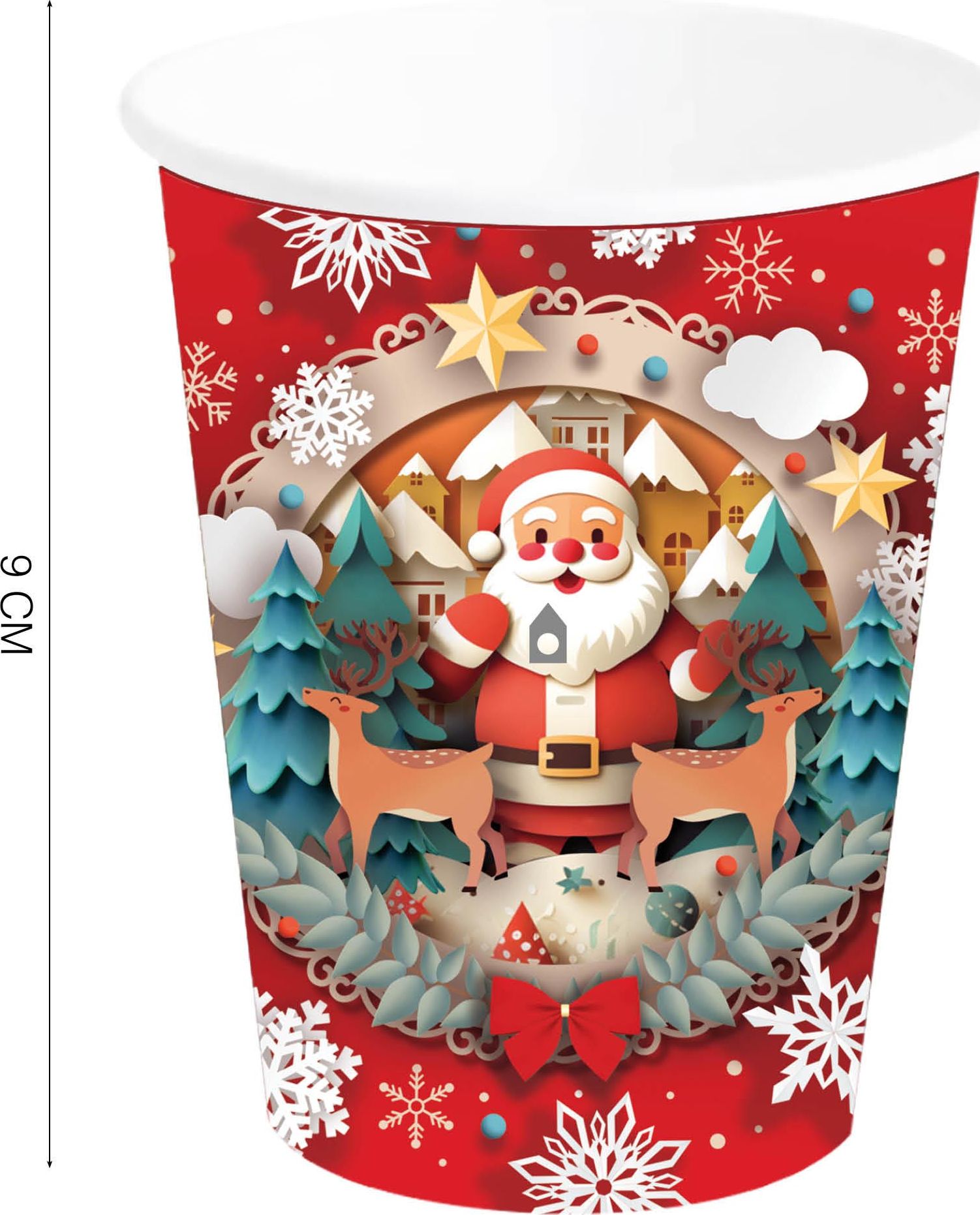 6 papieren kerst drinkbekers klassieke kerstman
