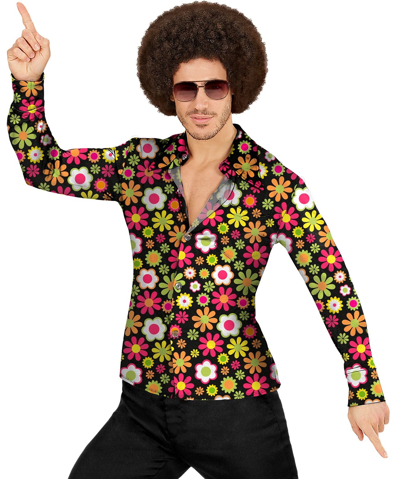 60s hippie bloemen blouse mannen