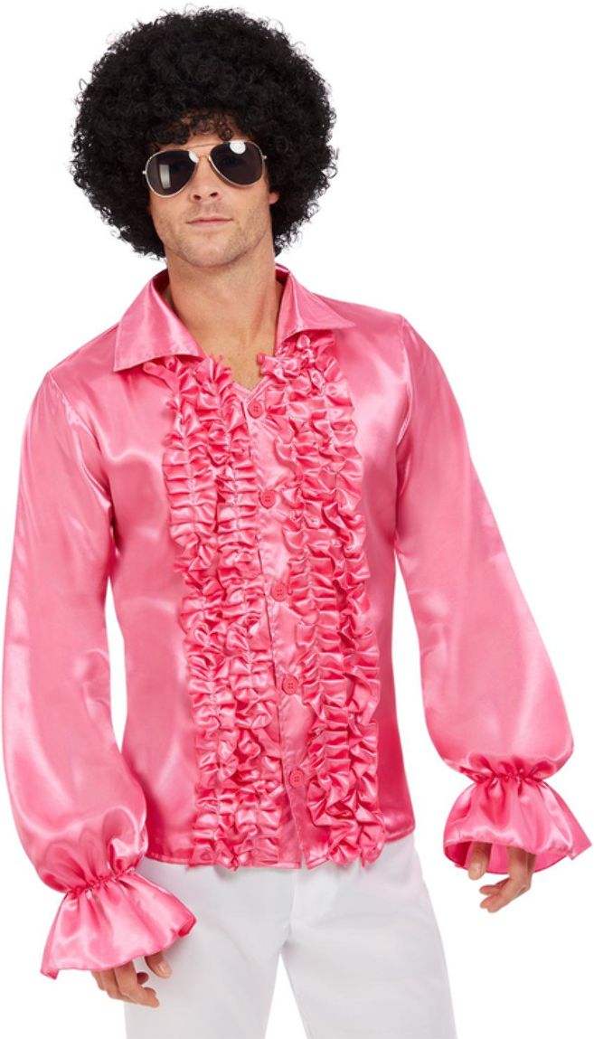 60'S Ruffled Shirt Mannen Roze