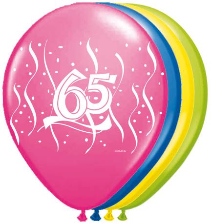 65 jaar ballonnen set 8 stuks