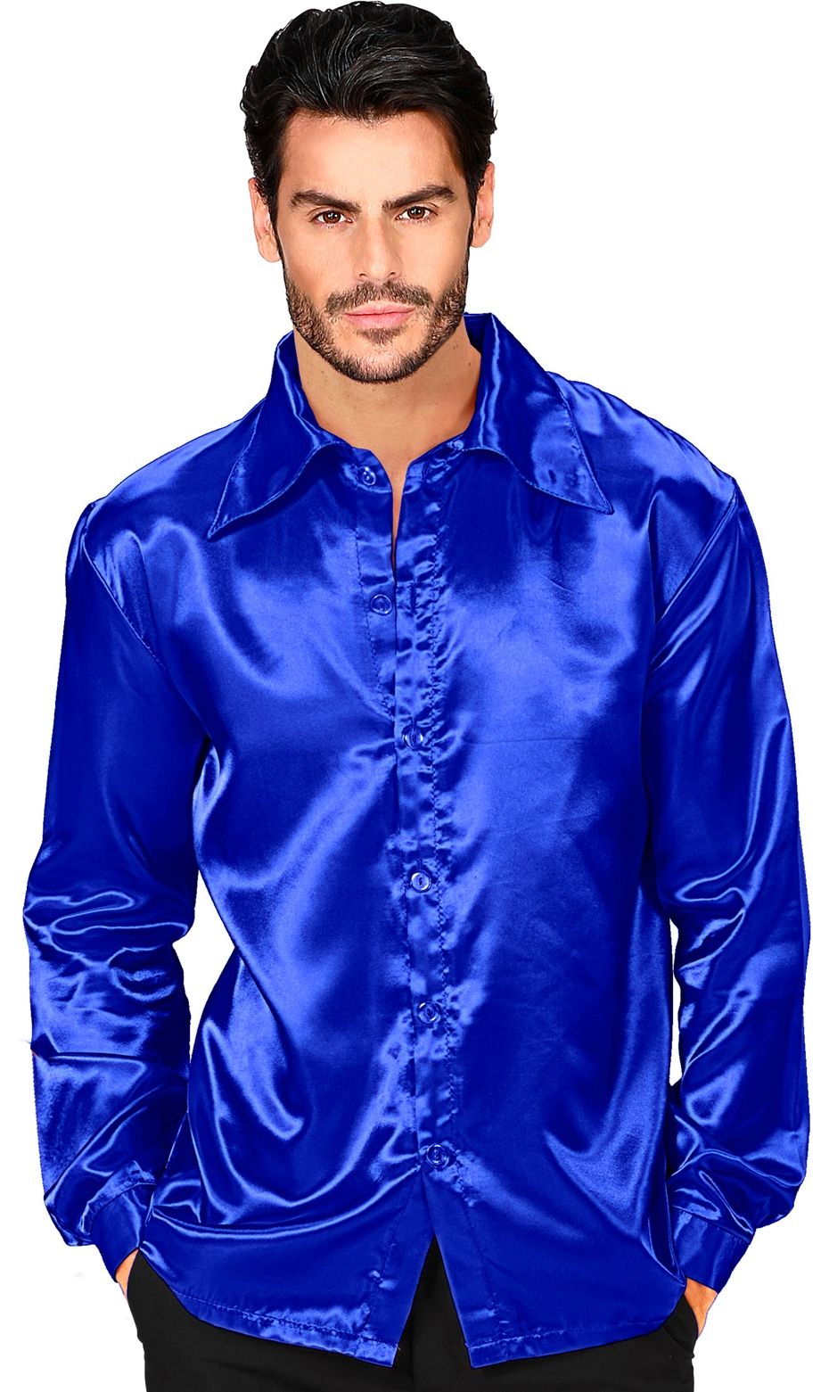 70s disco blouse blauw mannen