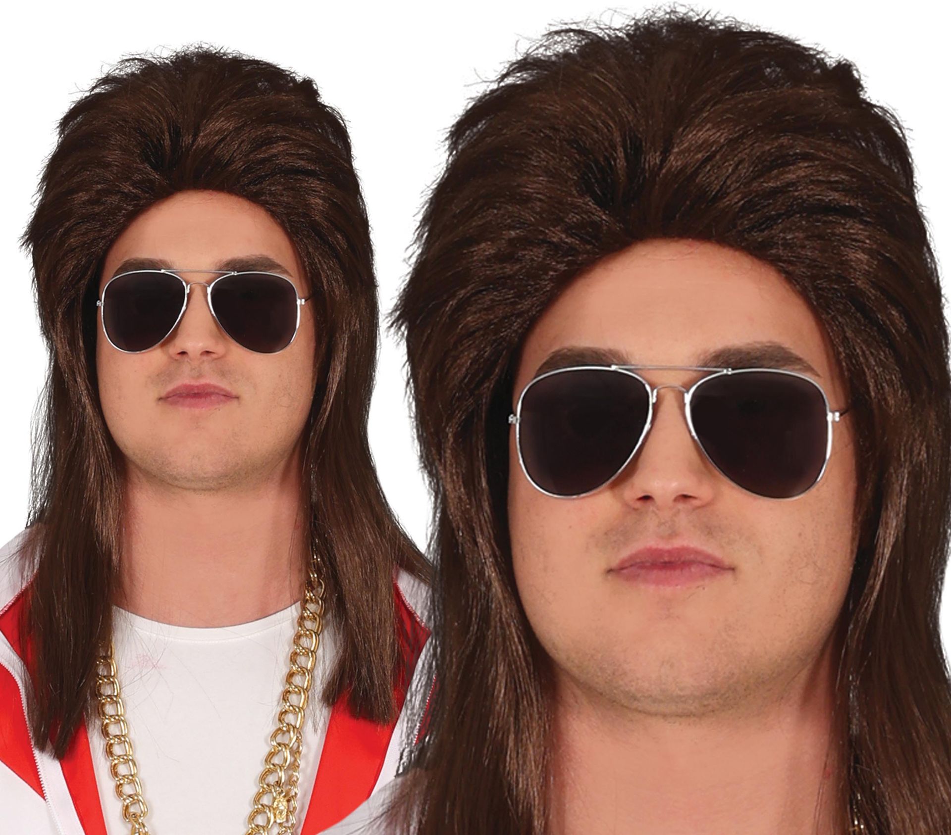 70's Foute Rock New Kids Pruik Bruin Heren