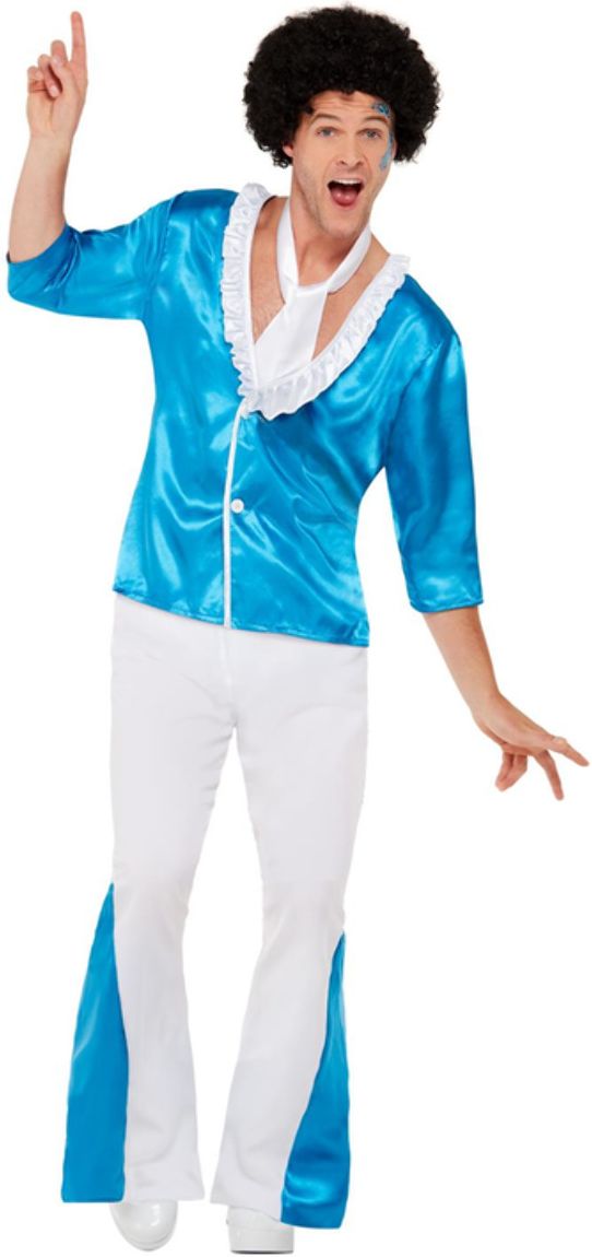 70'S Glamour Kostuum Heren Blauw