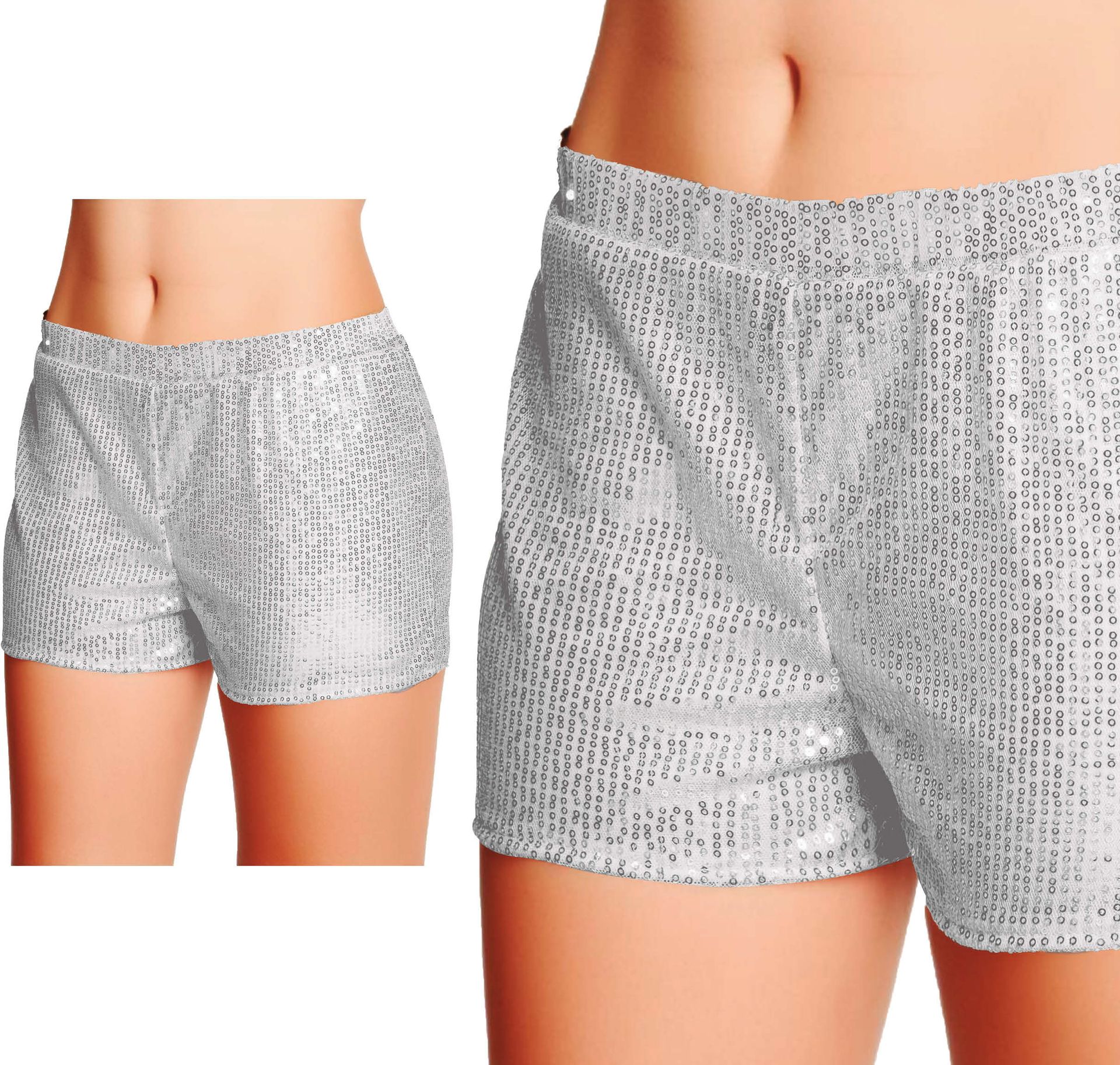70's Zilveren Pailletten Shorts