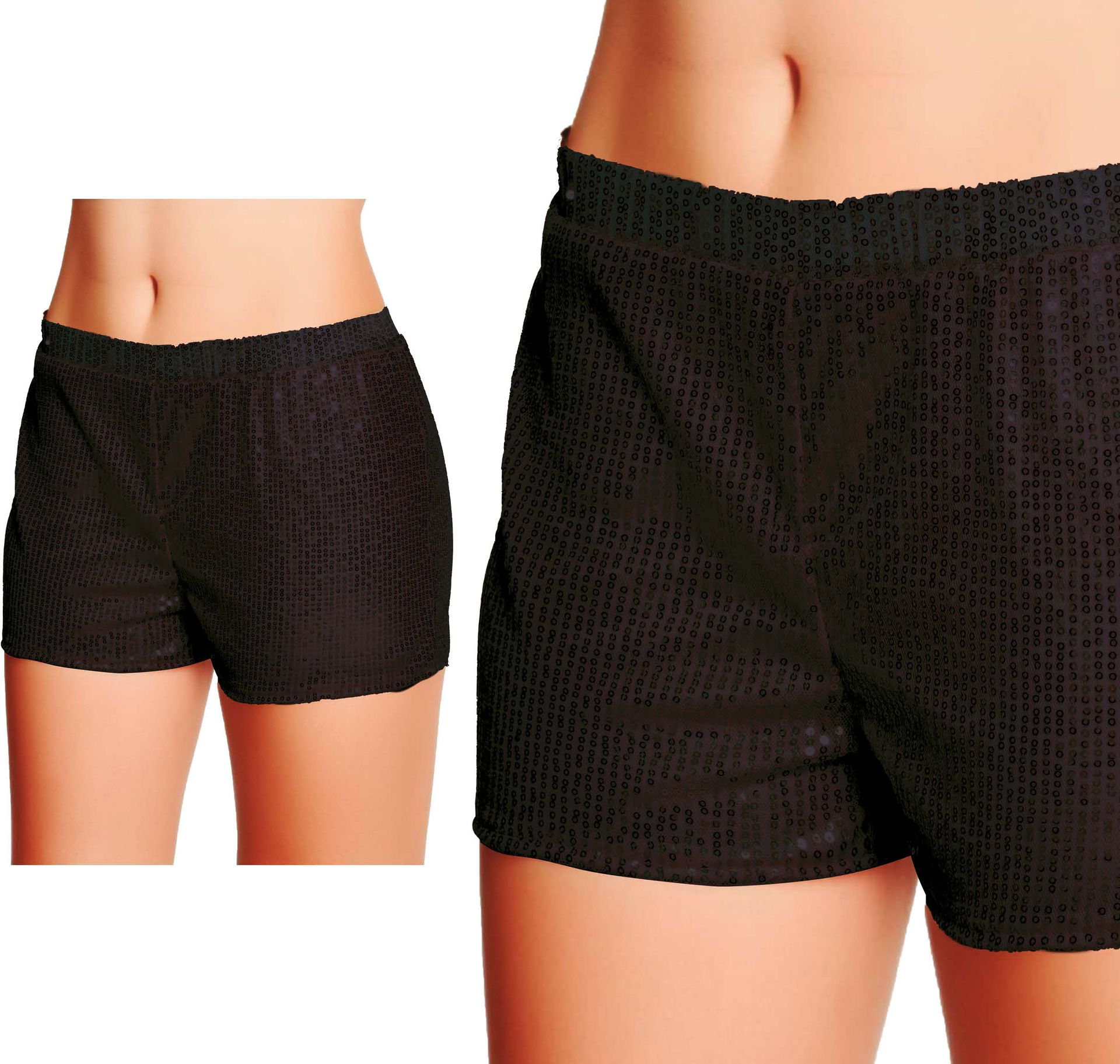 70's Zwarte Pailletten Shorts