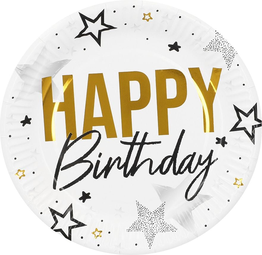 8 Papieren 'Happy Birthday' Bordjes