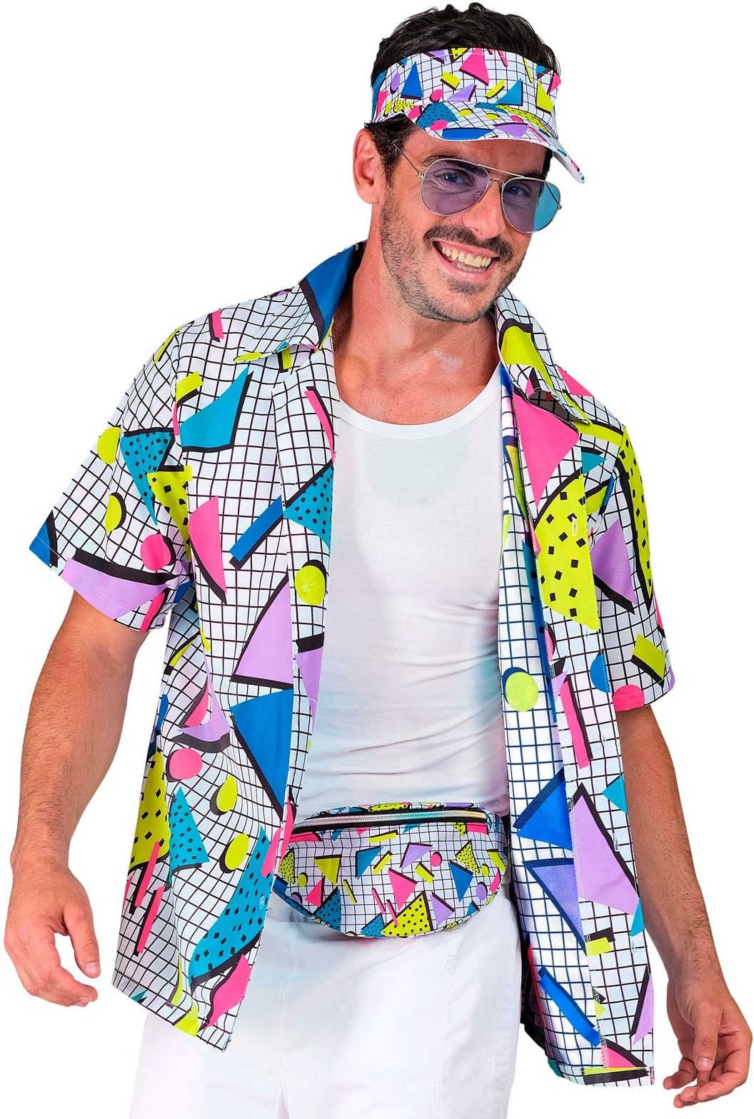 80s Disco Shirt Mannen Wit