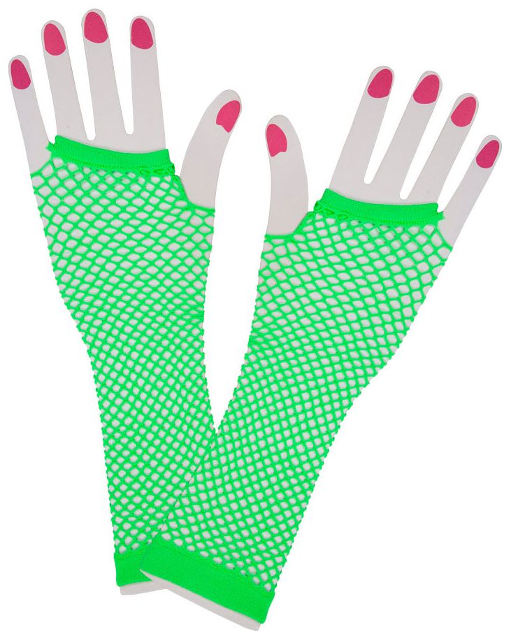 80s lange visnet handschoenen groen