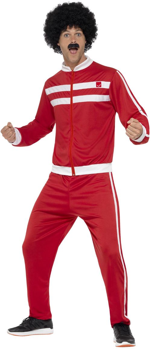 80s mannen tracksuit rood