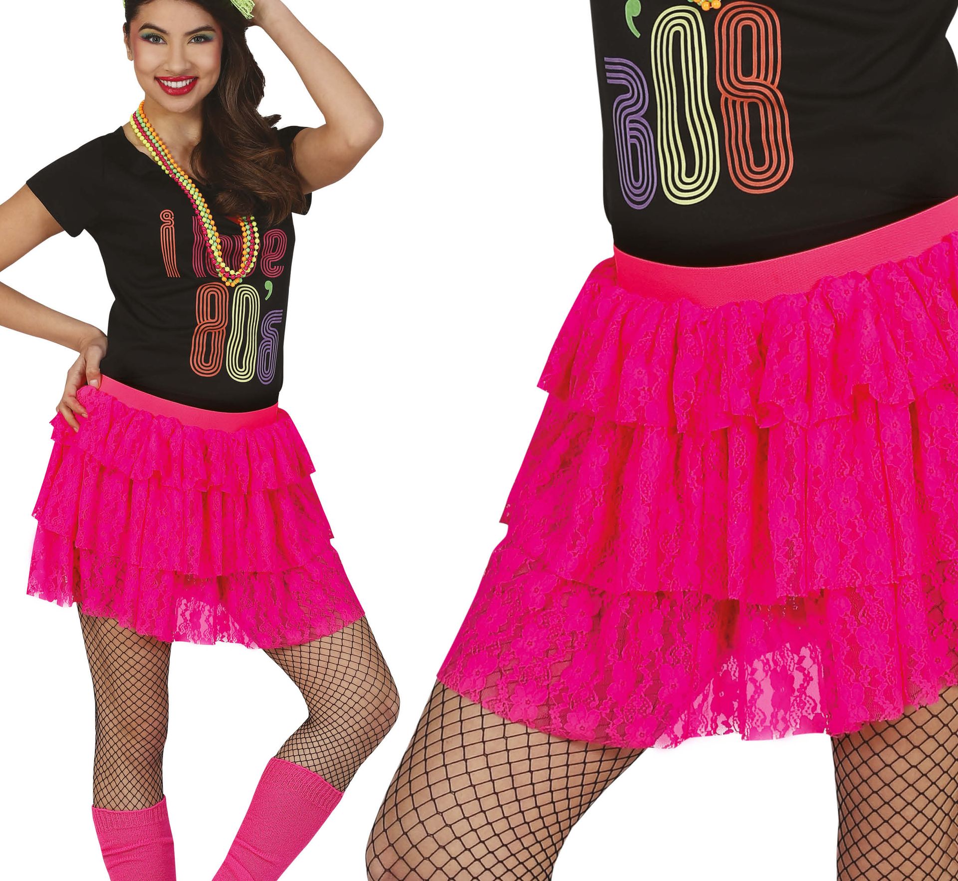 80's Neon Roze Rokje