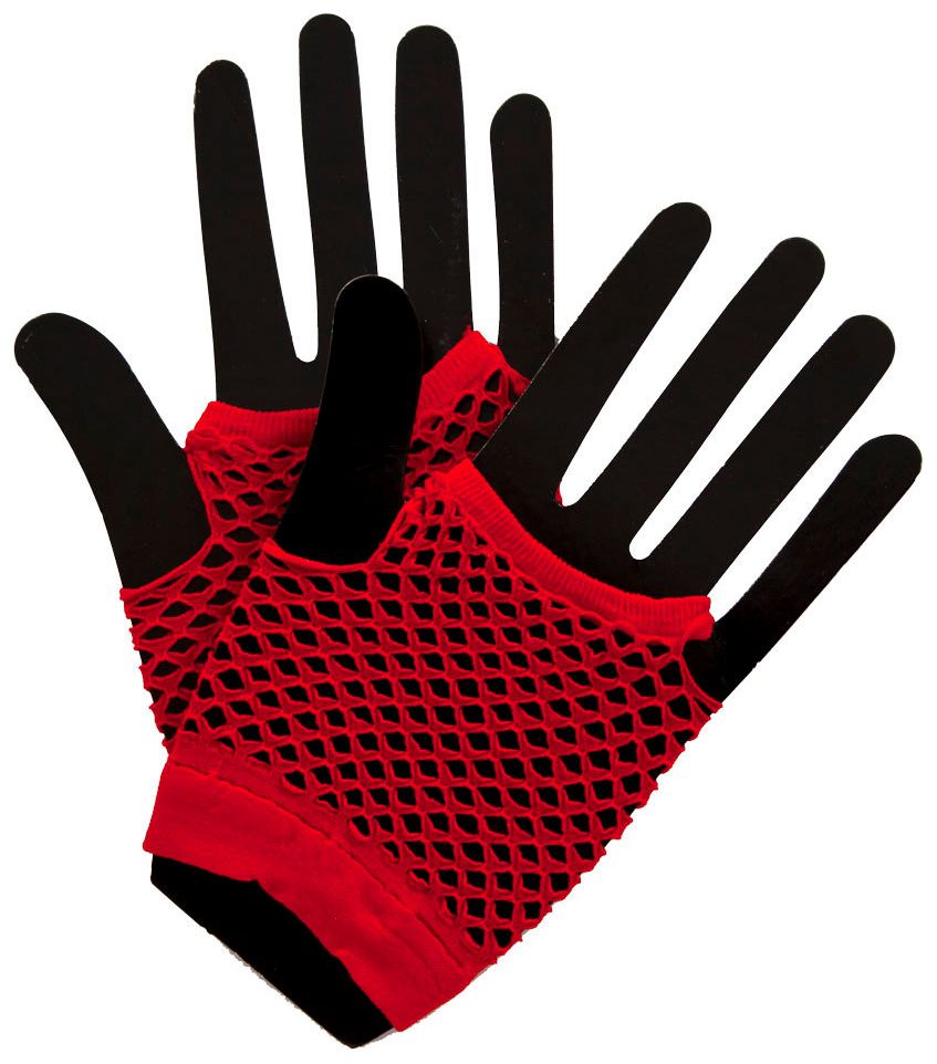 80s visnet handschoenen rood