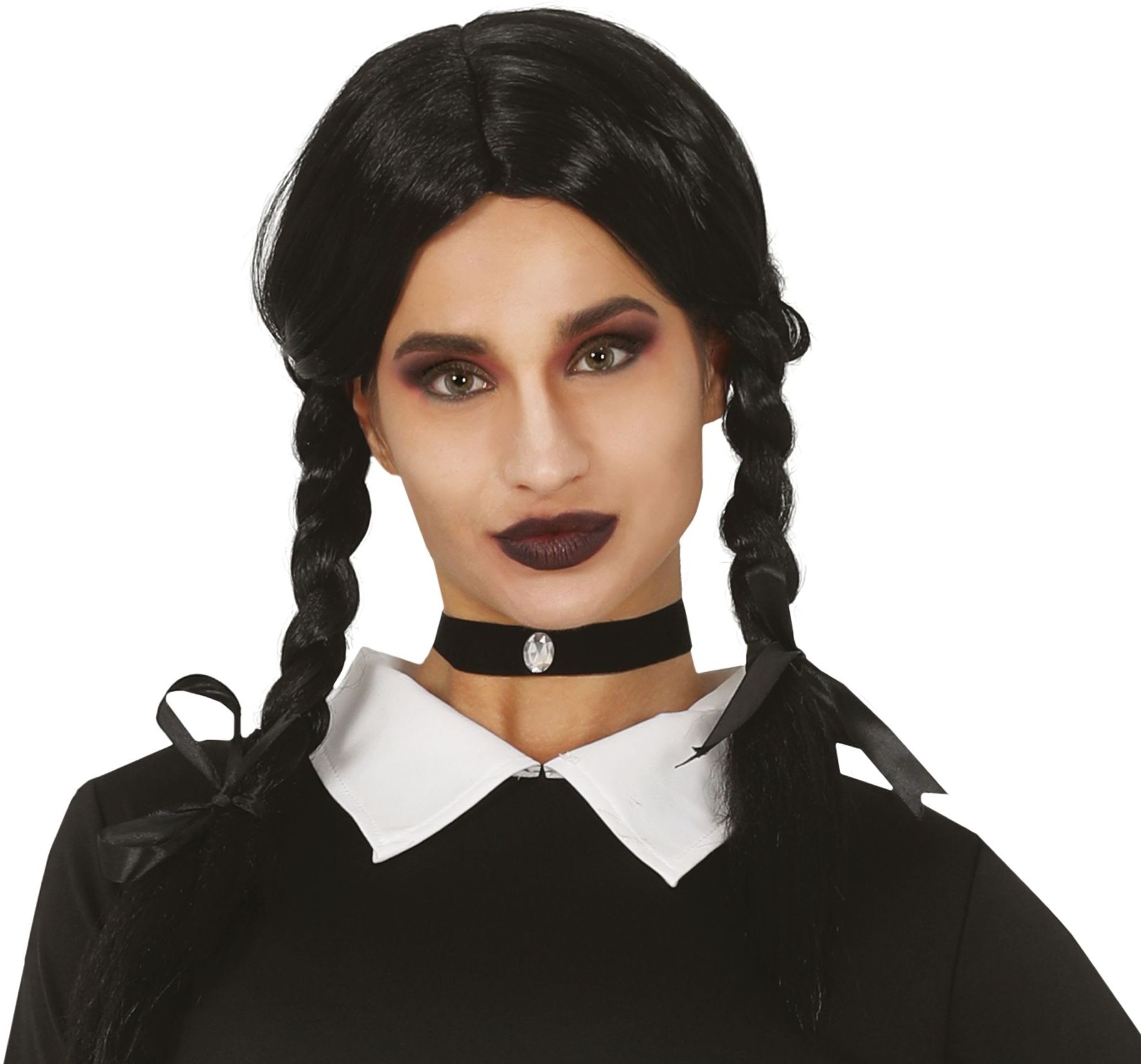 Addams Family zwarte pruik meisje