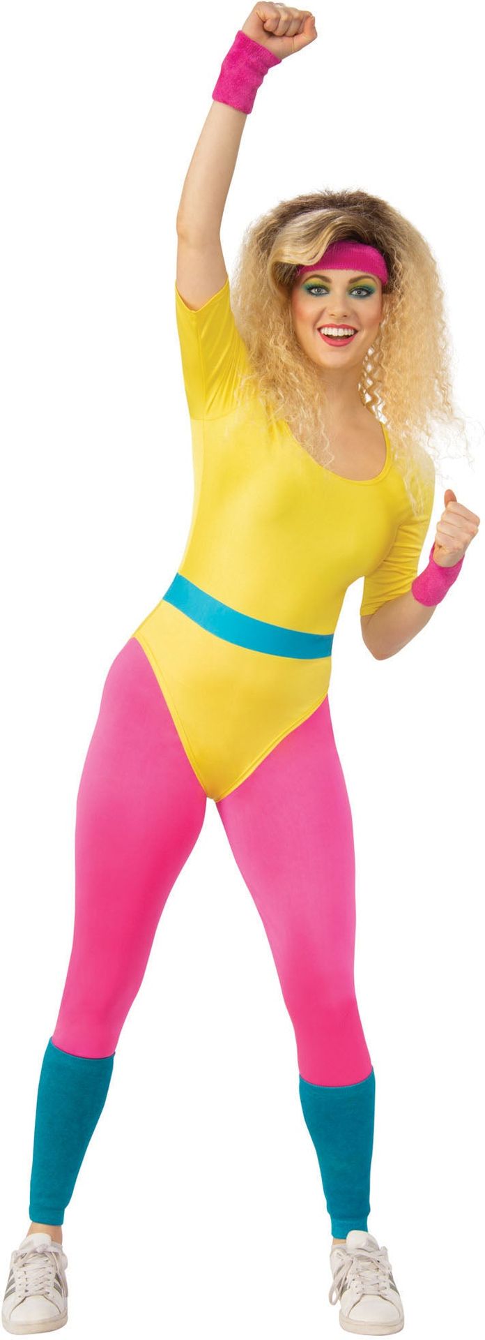 Aerobics 80s Kostuum Geel Retro Dames