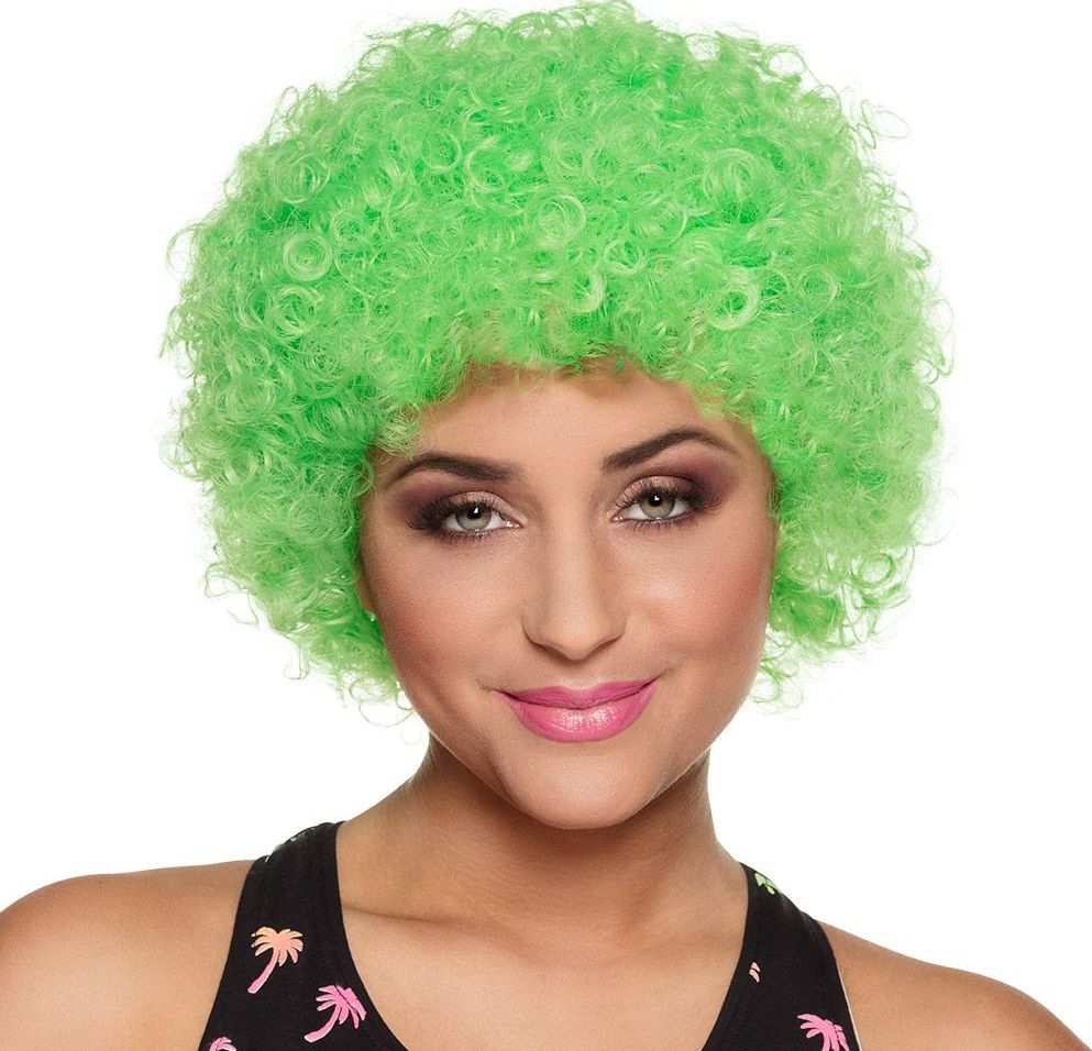 Afro pruik groen poppy