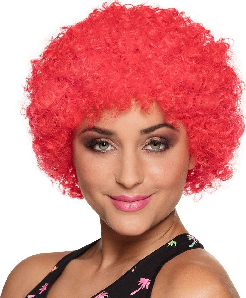 Afro pruik rood poppy