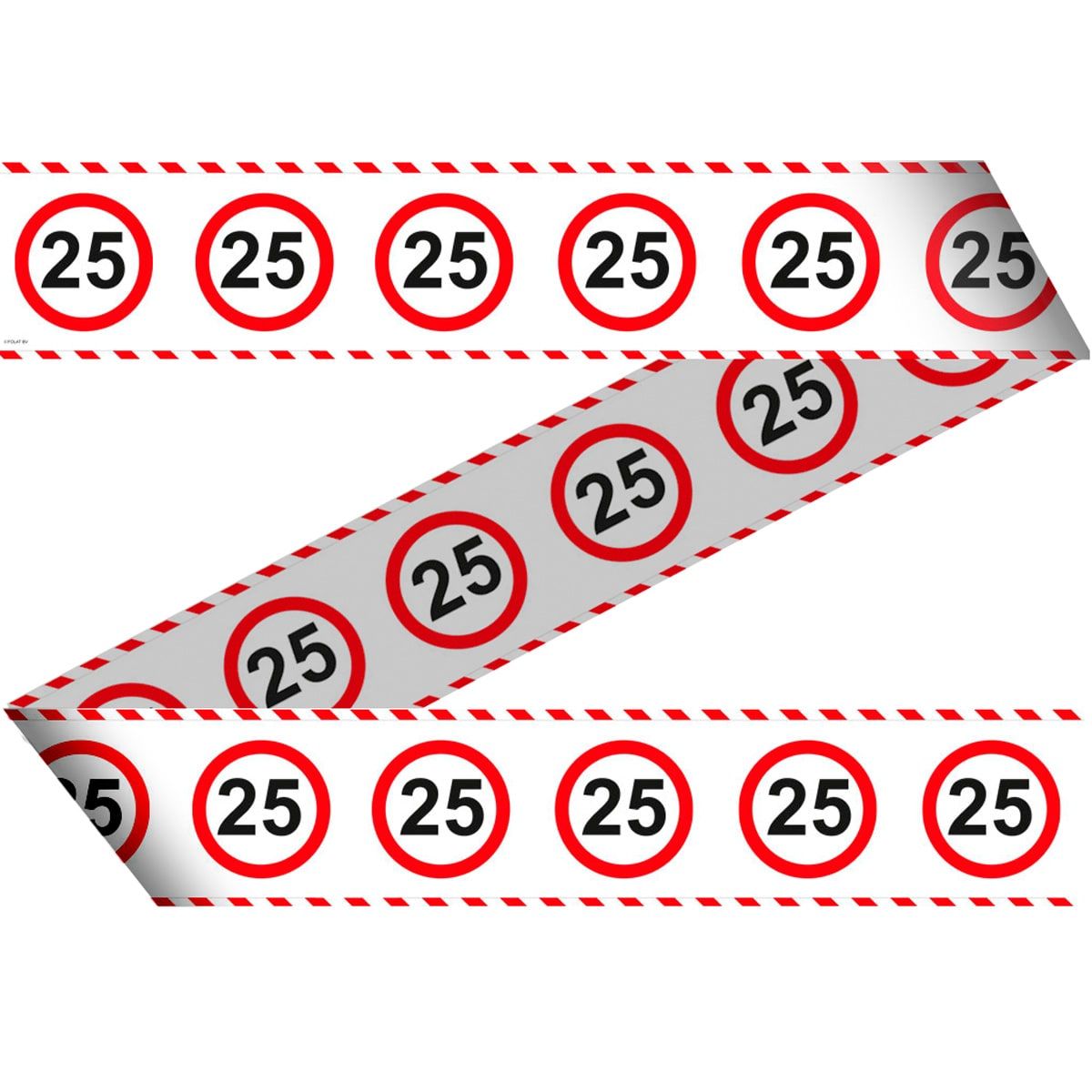 Afzetlint 25 jaar verkeersbord wit