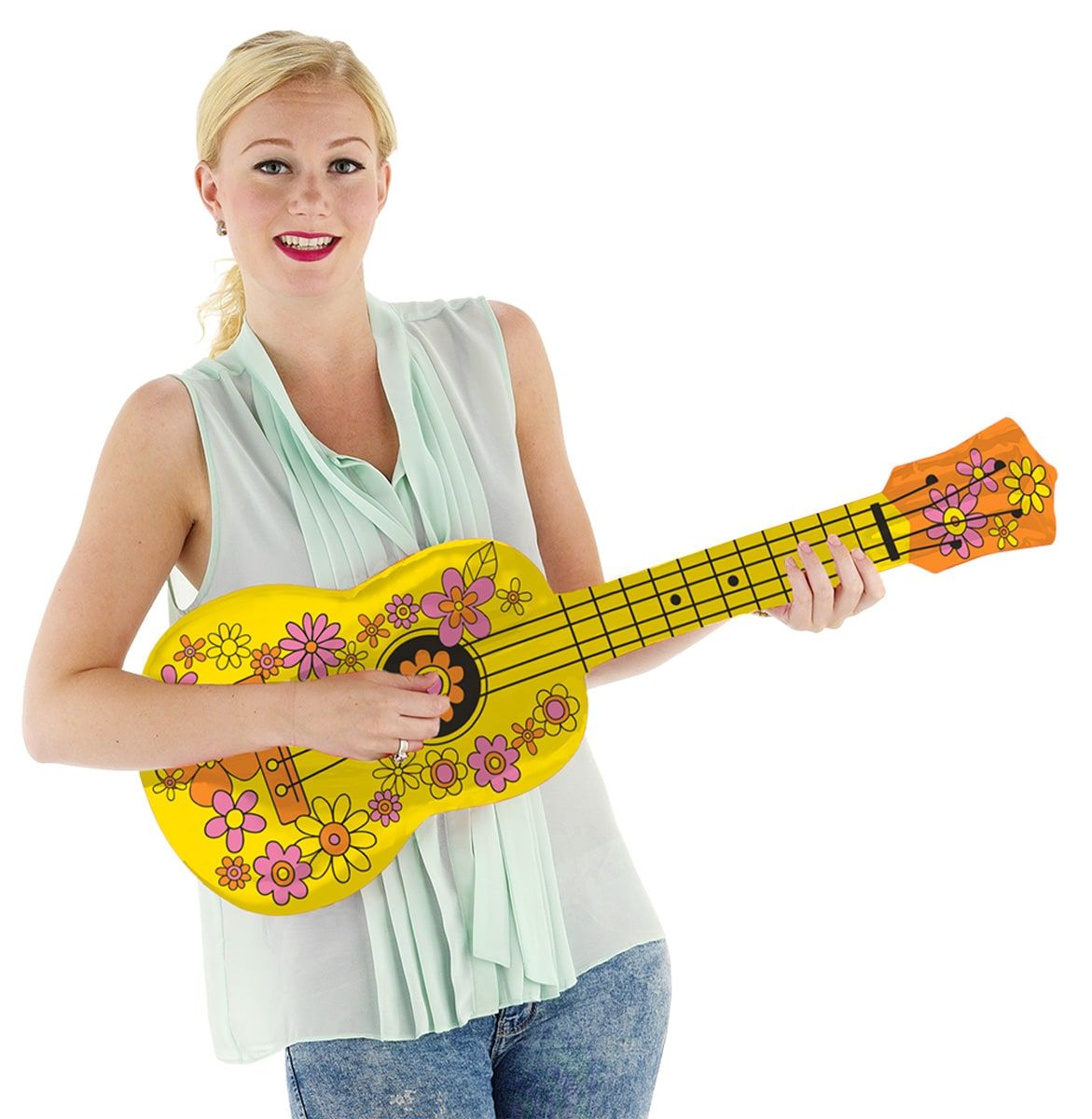 Akoestische gitaar opblaasbaar geel 80cm
