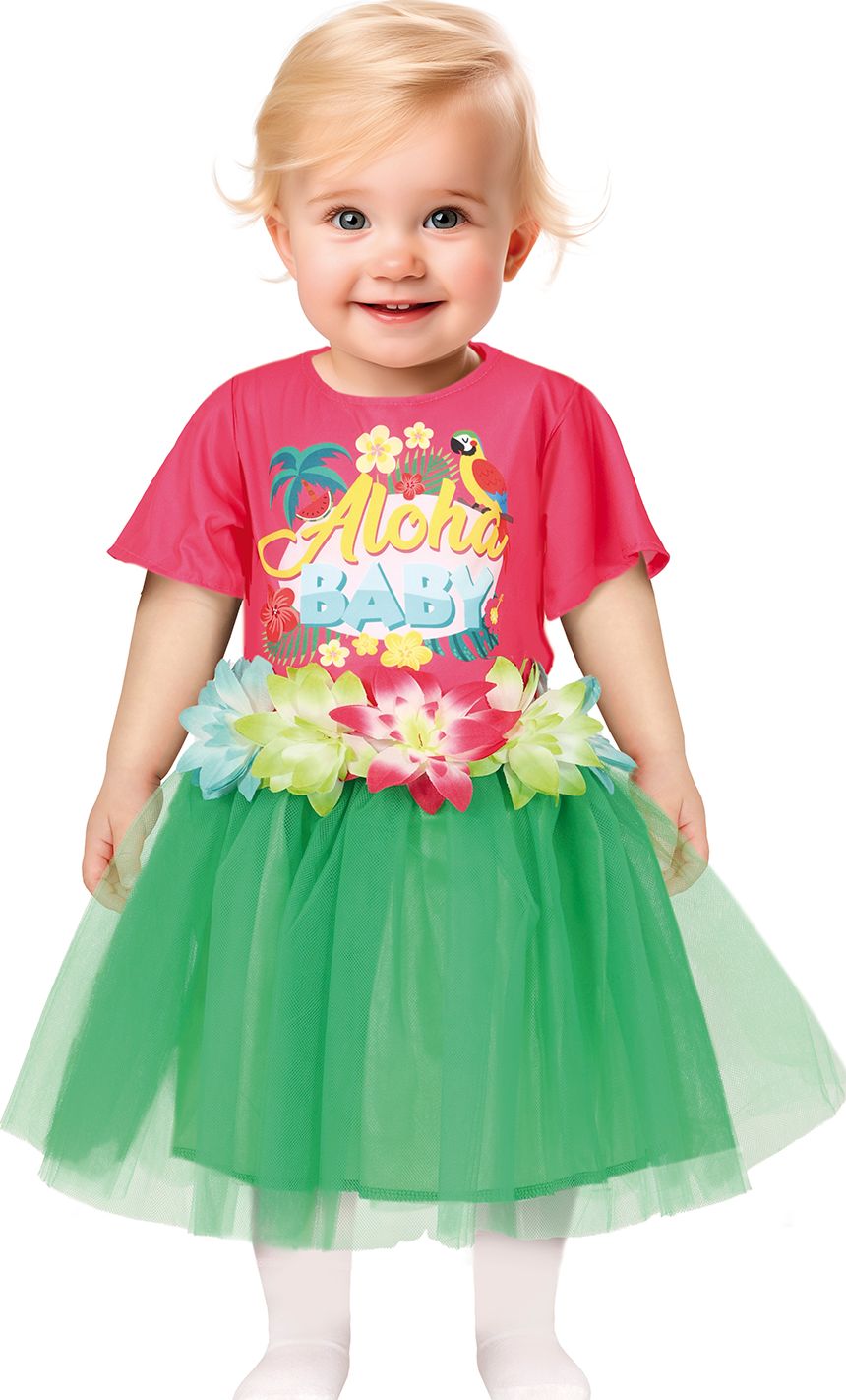 Aloha Exotische Babyjurk in Roze en Groen