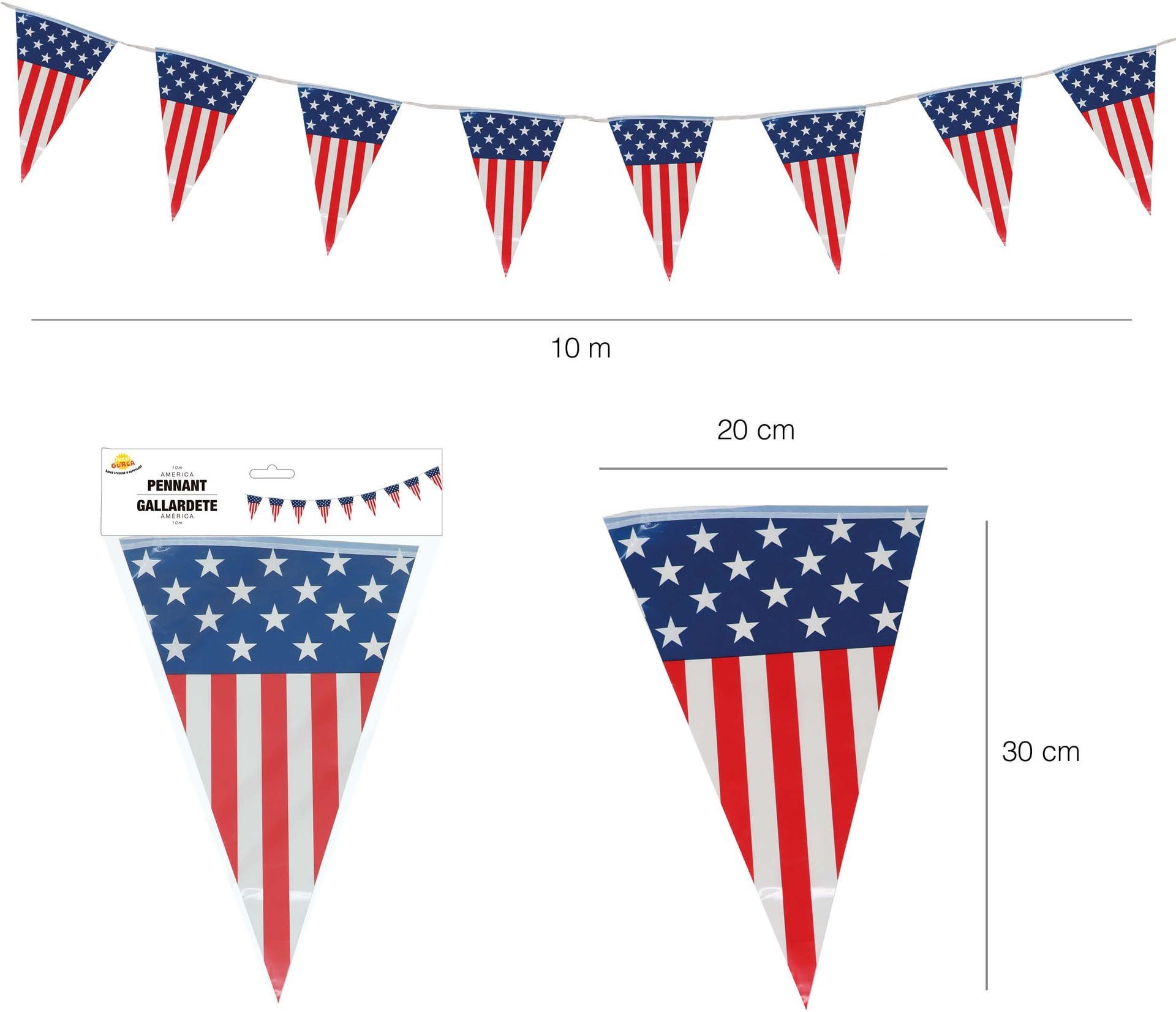 Amerika Feest Slinger Vlaggetjes 10 Meter